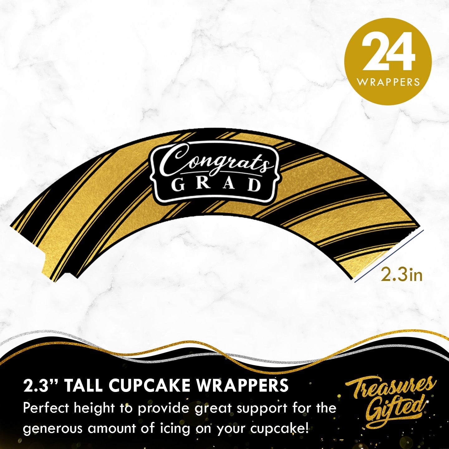 Gold Graduation Cupcake Toppers & Gold Graduation Cupcake Wrappers