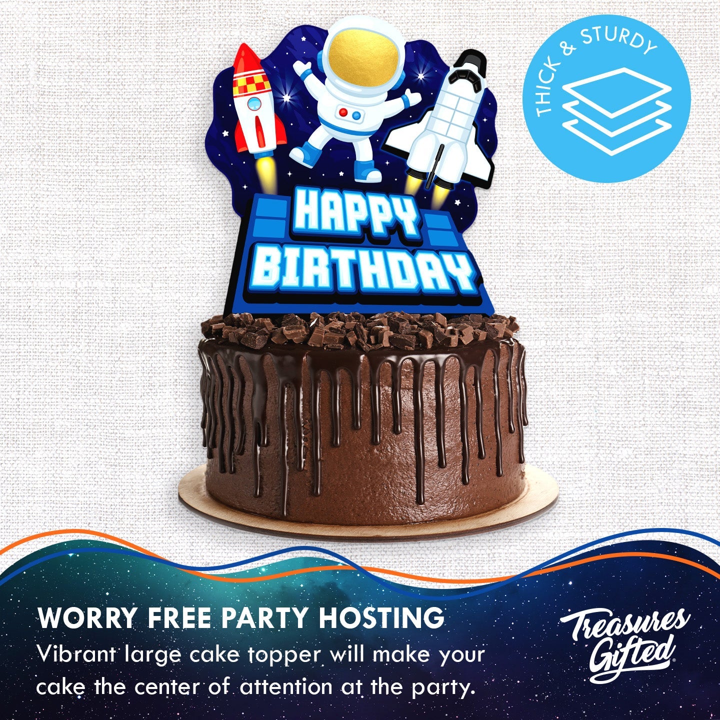 Outer Space Birthday Cake Topper - Outer Space Party Supplies