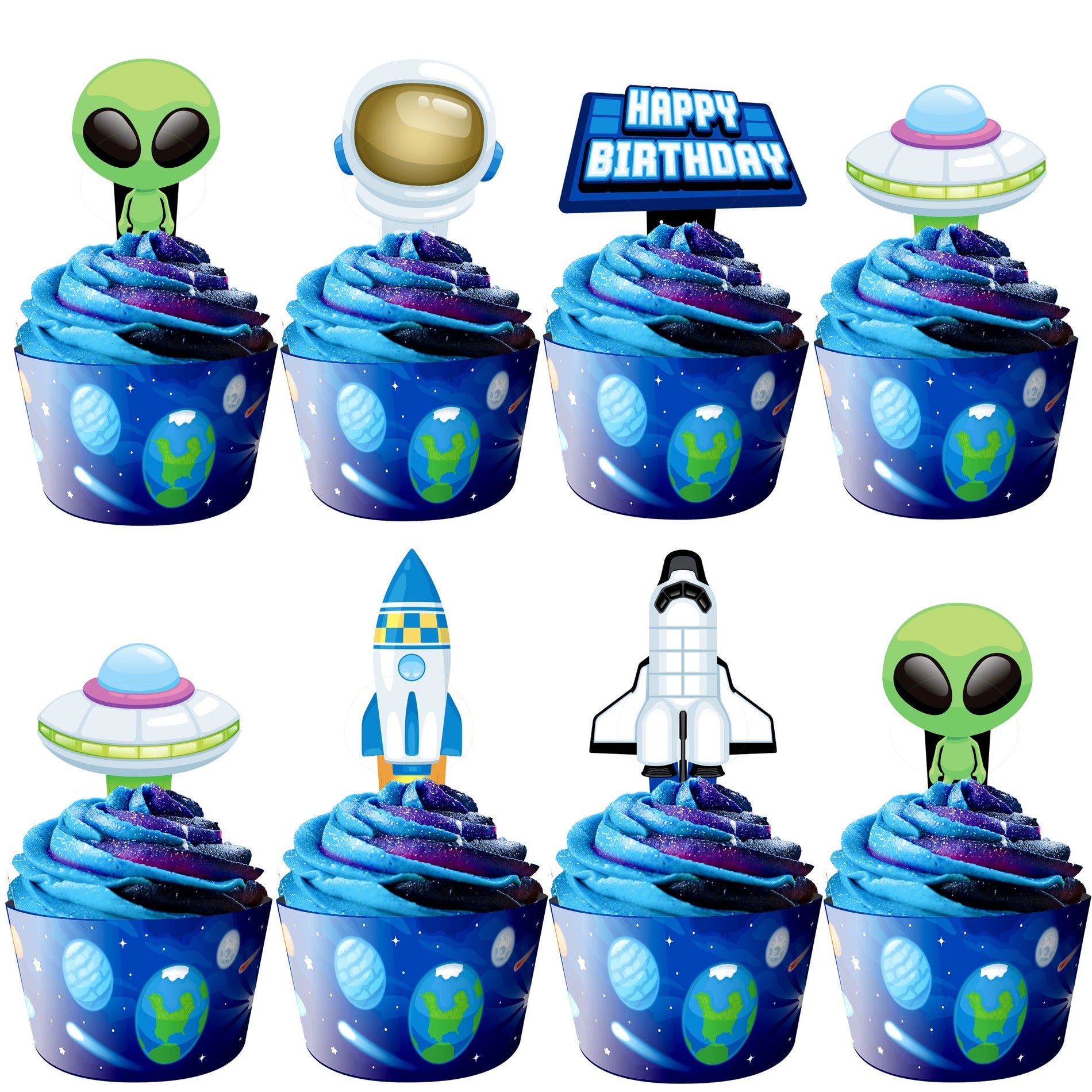 Outer Space Cupcake Toppers & Outer Space Cupcake Wrappers
