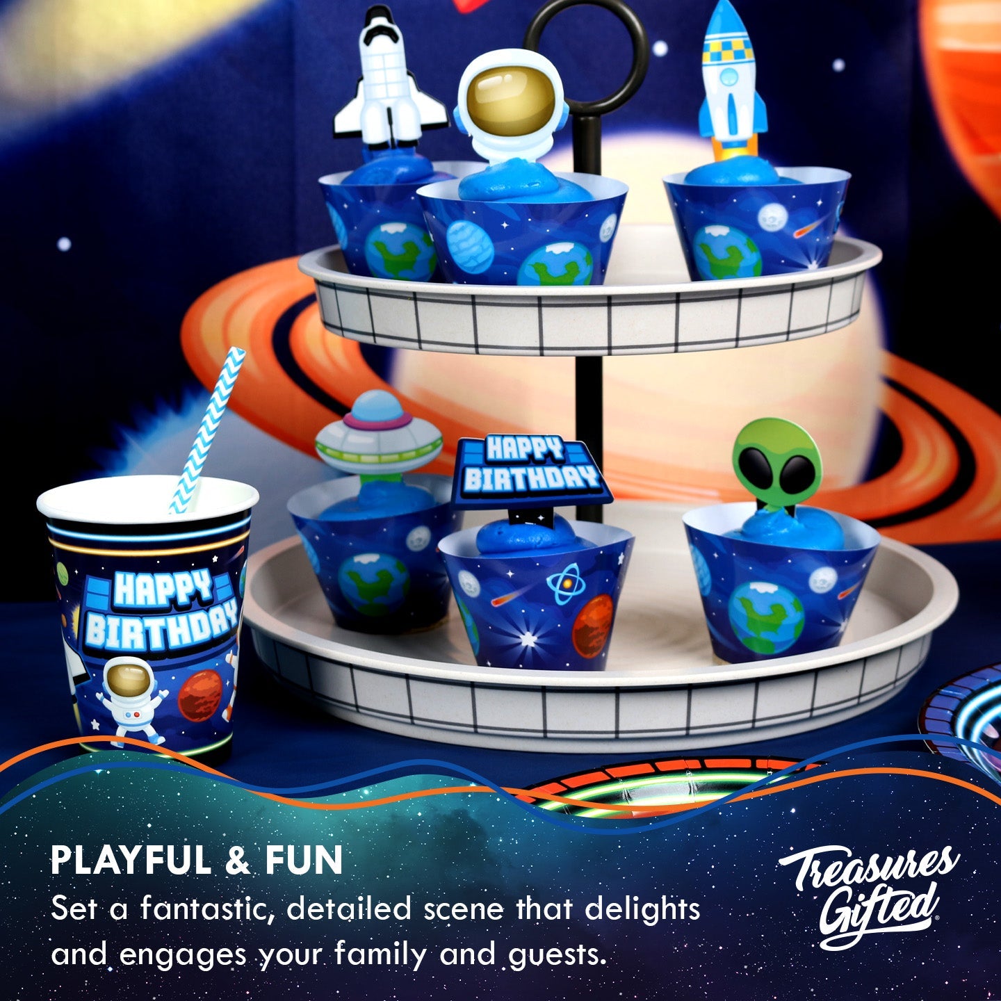 Outer Space Cupcake Toppers & Outer Space Cupcake Wrappers