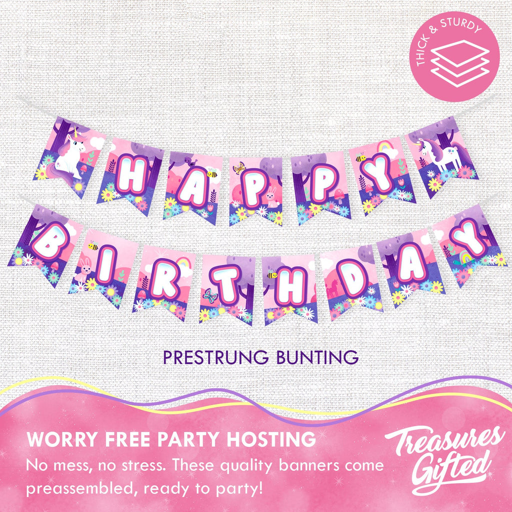 Unicorn Birthday Banner - Rainbow Unicorn Party Supplies