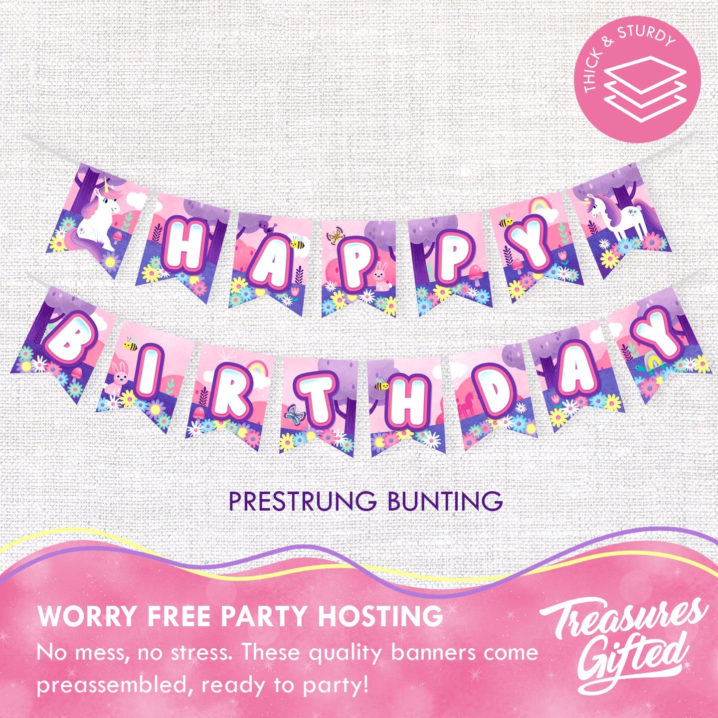 Unicorn Birthday Banner - Rainbow Unicorn Party Supplies