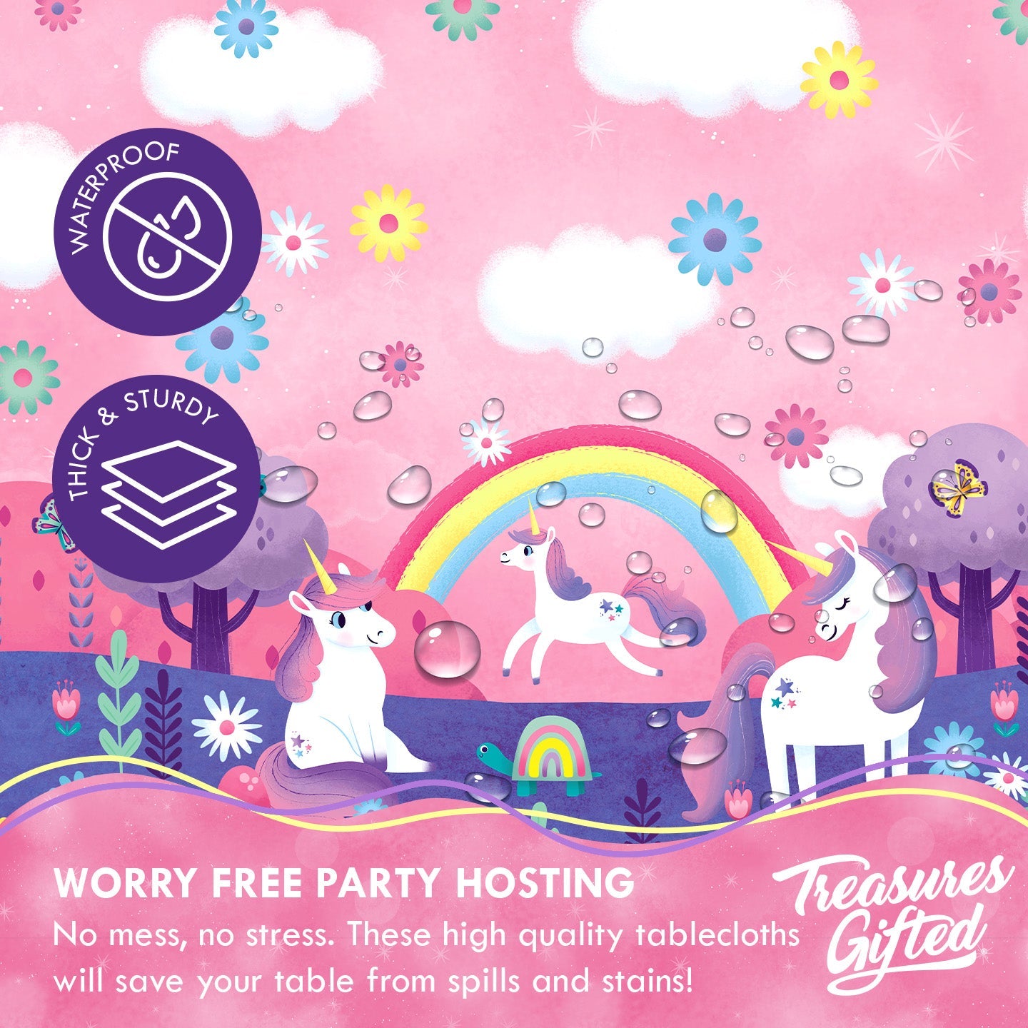 Unicorn Tablecloth - Rainbow Unicorn Party Supplies