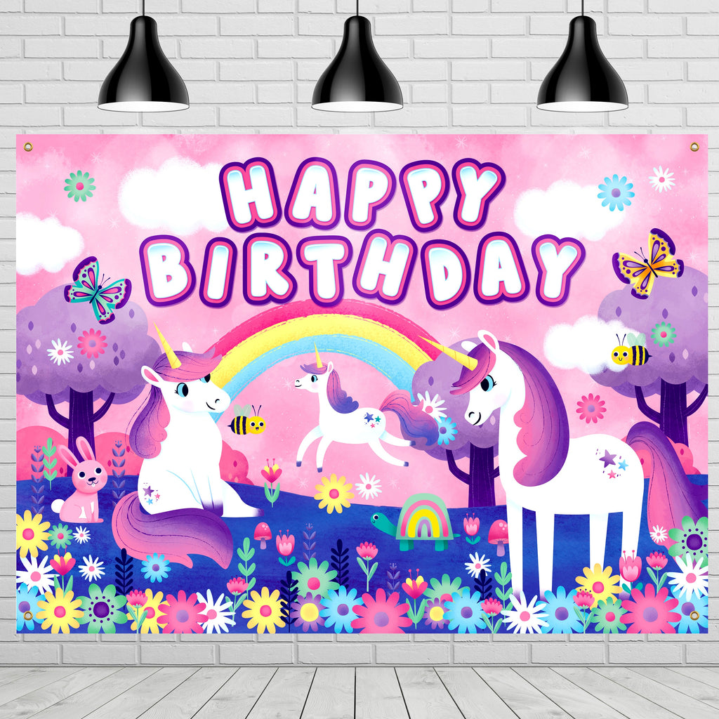 Unicorn Backdrop - Rainbow Unicorn Party Supplies