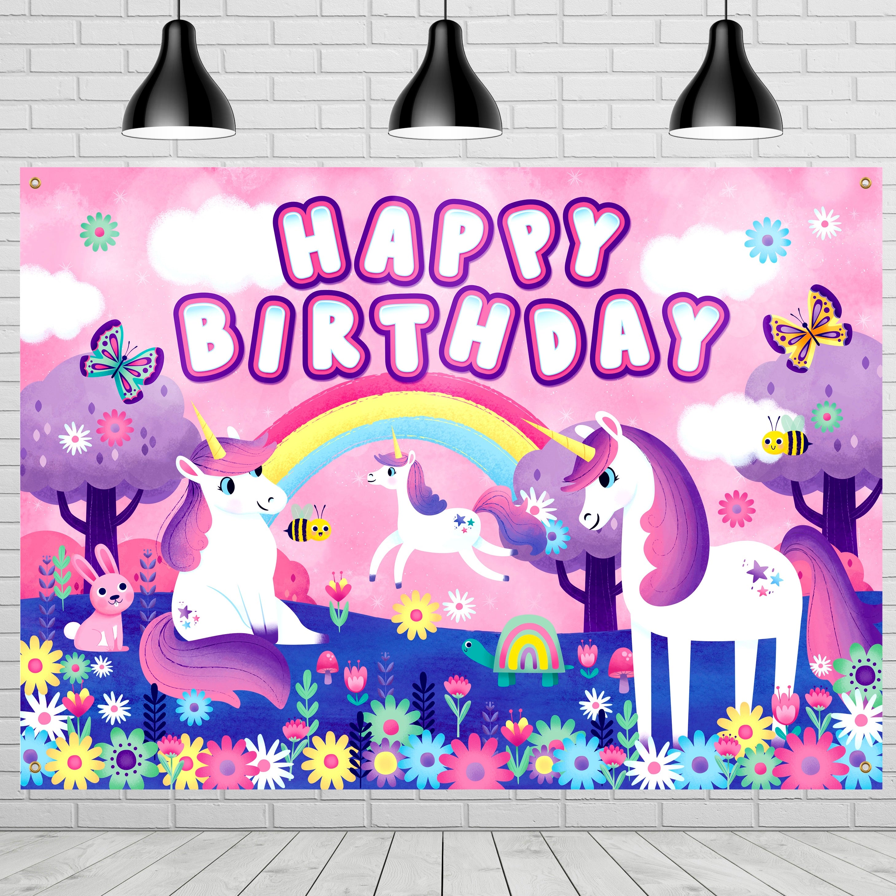 Unicorn Backdrop - Rainbow Unicorn Party Supplies