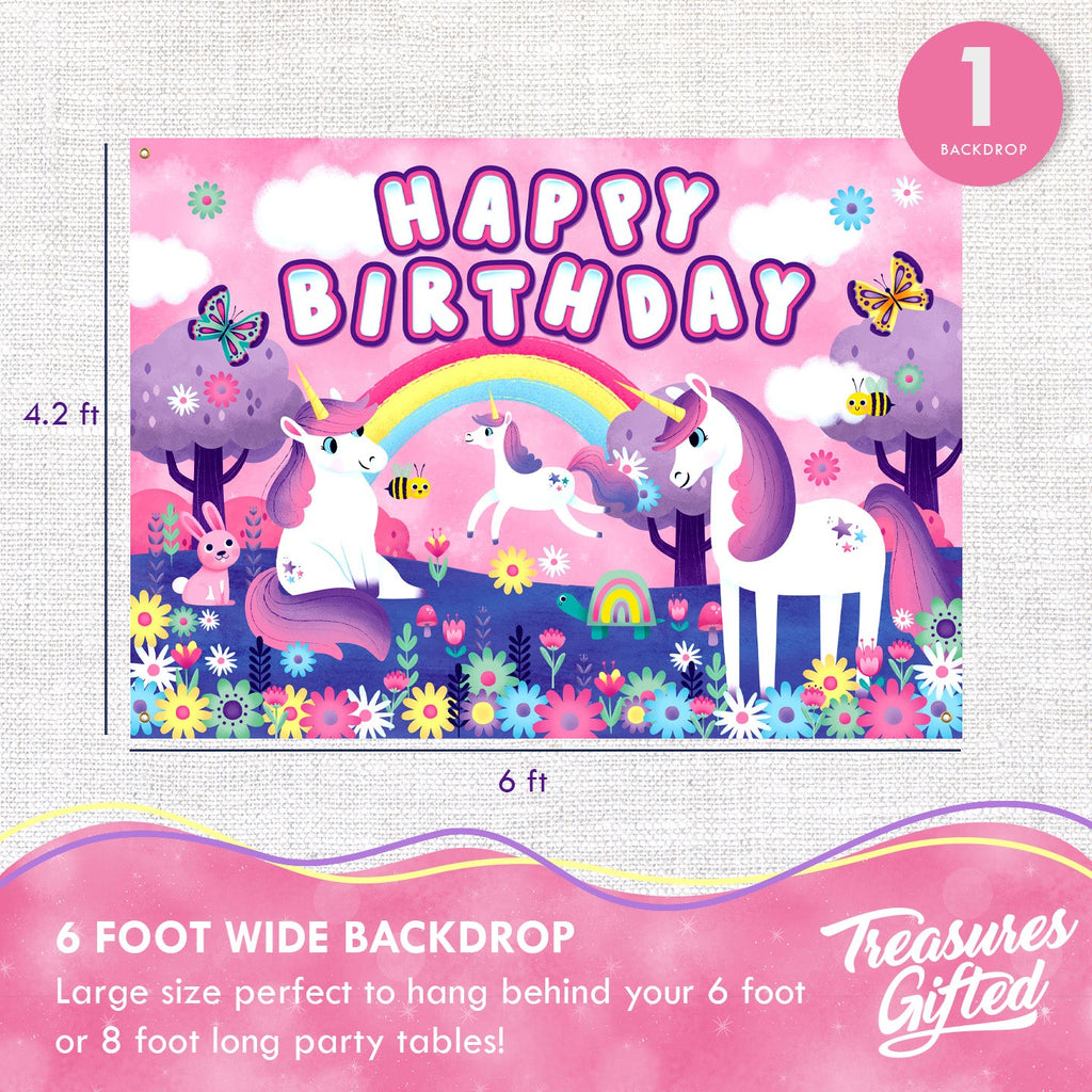 Unicorn Backdrop - Rainbow Unicorn Party Supplies