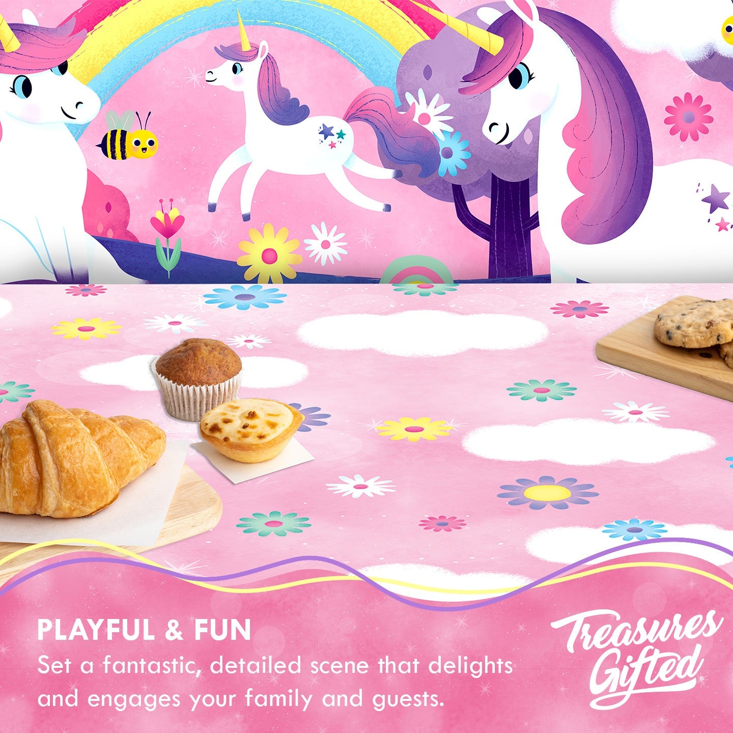 Unicorn Backdrop - Rainbow Unicorn Party Supplies