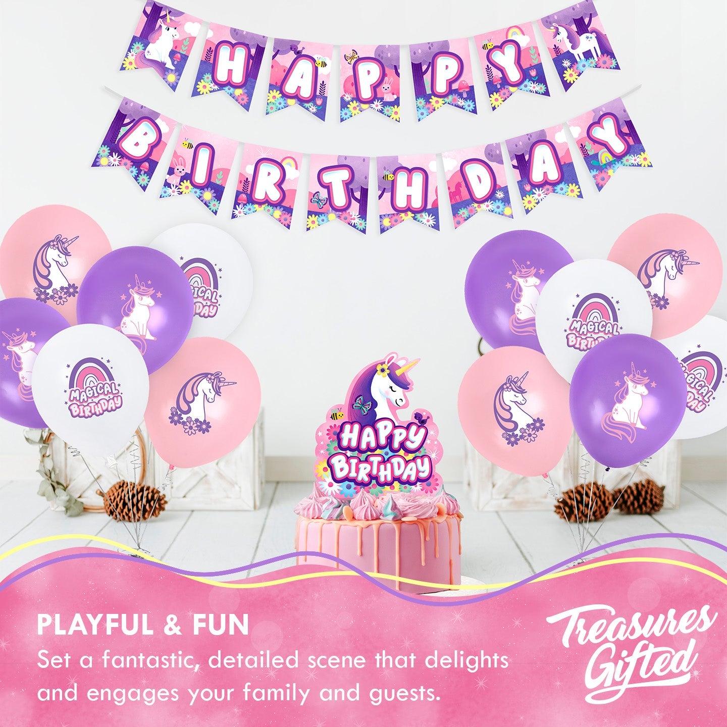 Unicorn Balloon Bouquet - Rainbow Unicorn Party Supplies