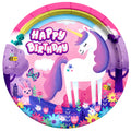 Unicorn Plates 9in - Rainbow Unicorn Party Supplies