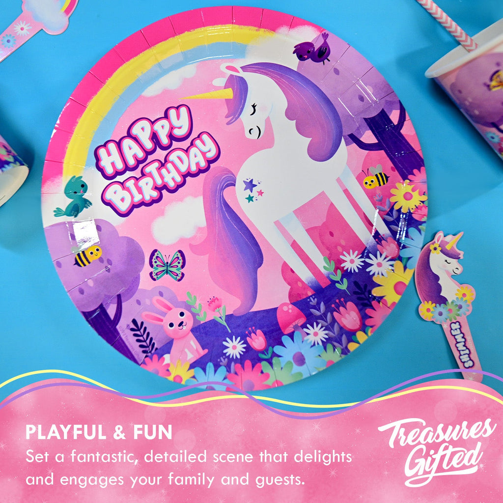 Unicorn Plates 9in - Rainbow Unicorn Party Supplies