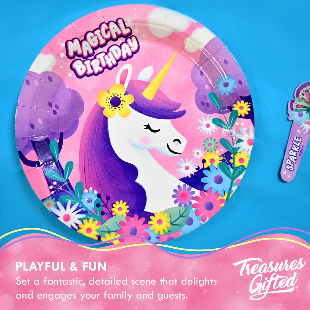 Unicorn Plates 7in - Rainbow Unicorn Party Supplies