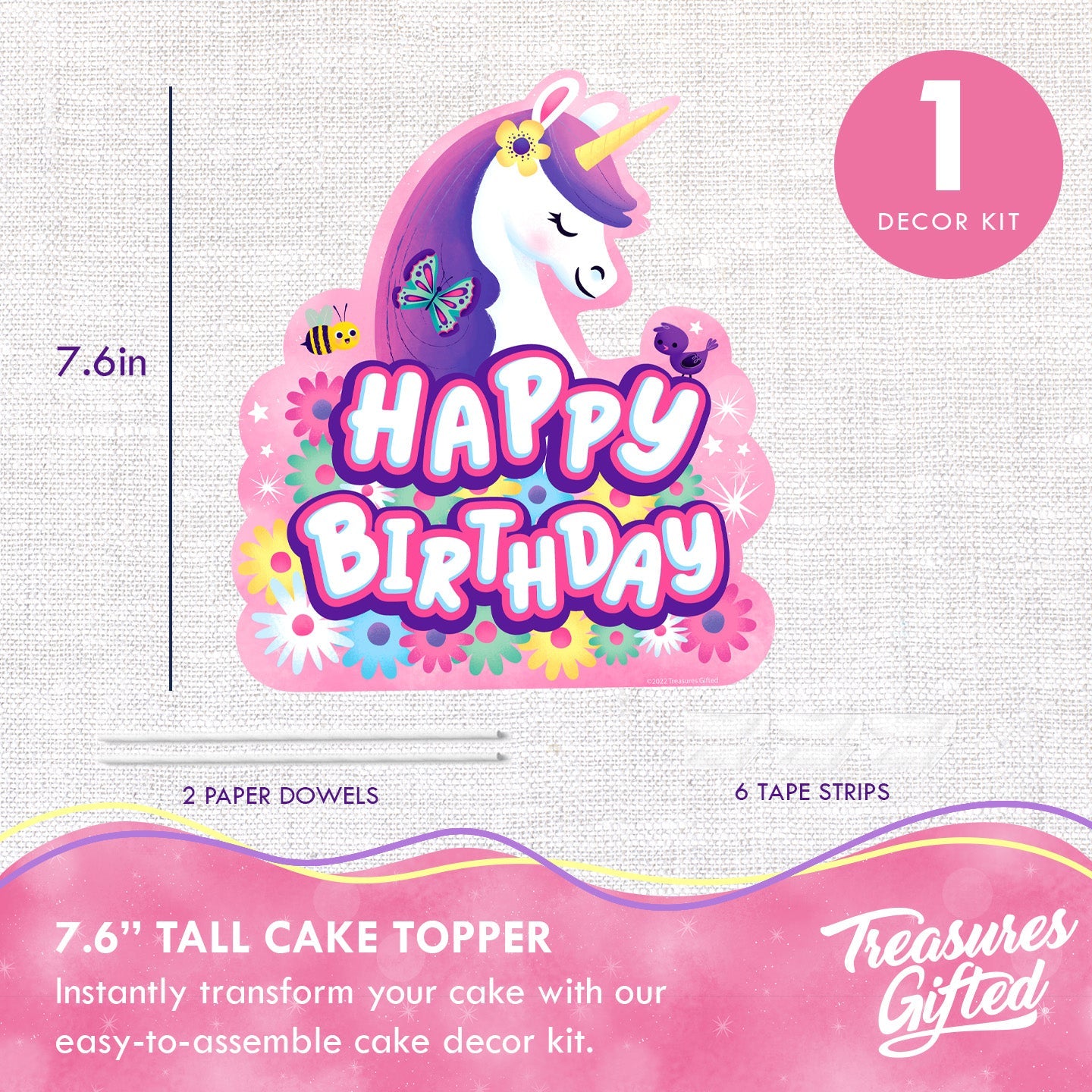 Unicorn Cake Topper - Rainbow Unicorn Party Supplies