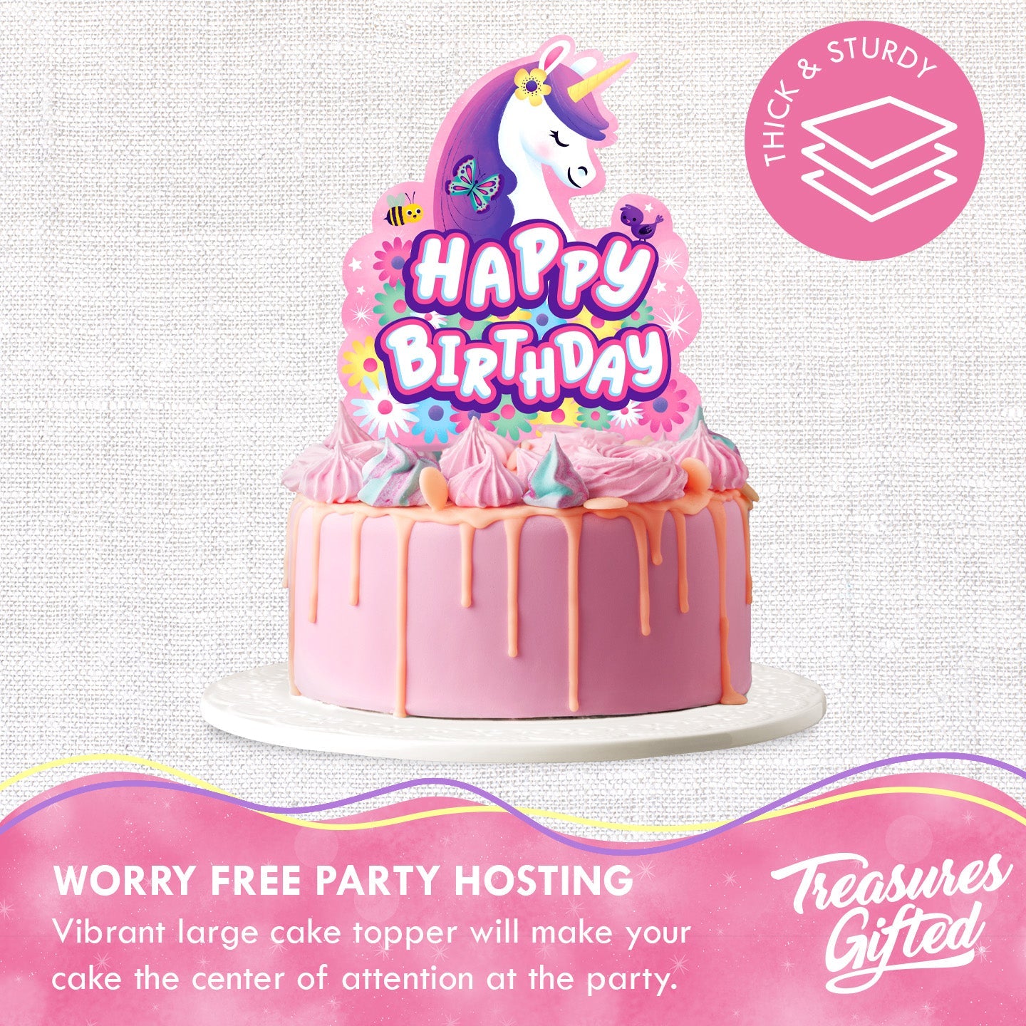 Unicorn Cake Topper - Rainbow Unicorn Party Supplies