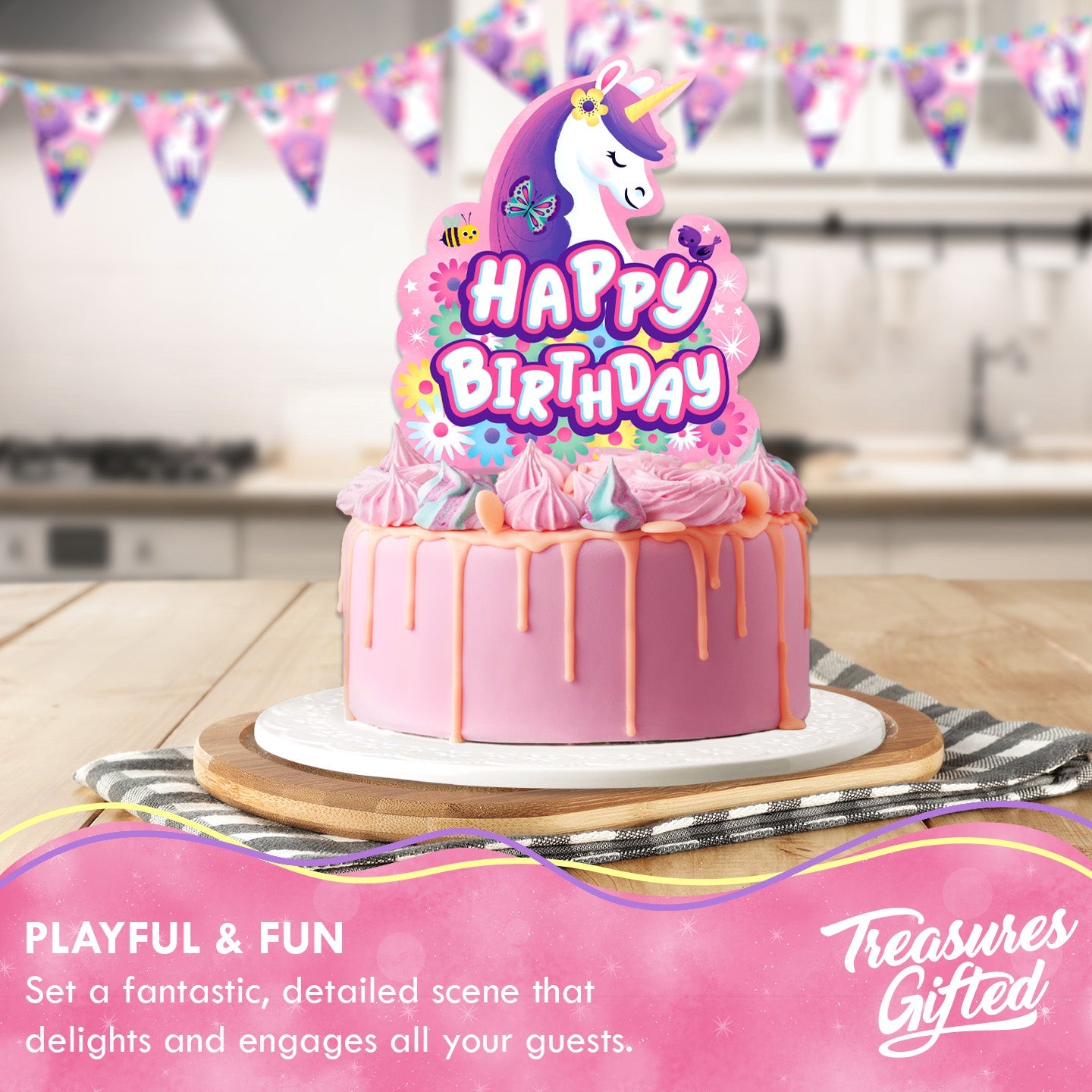 Unicorn Cake Topper - Rainbow Unicorn Party Supplies