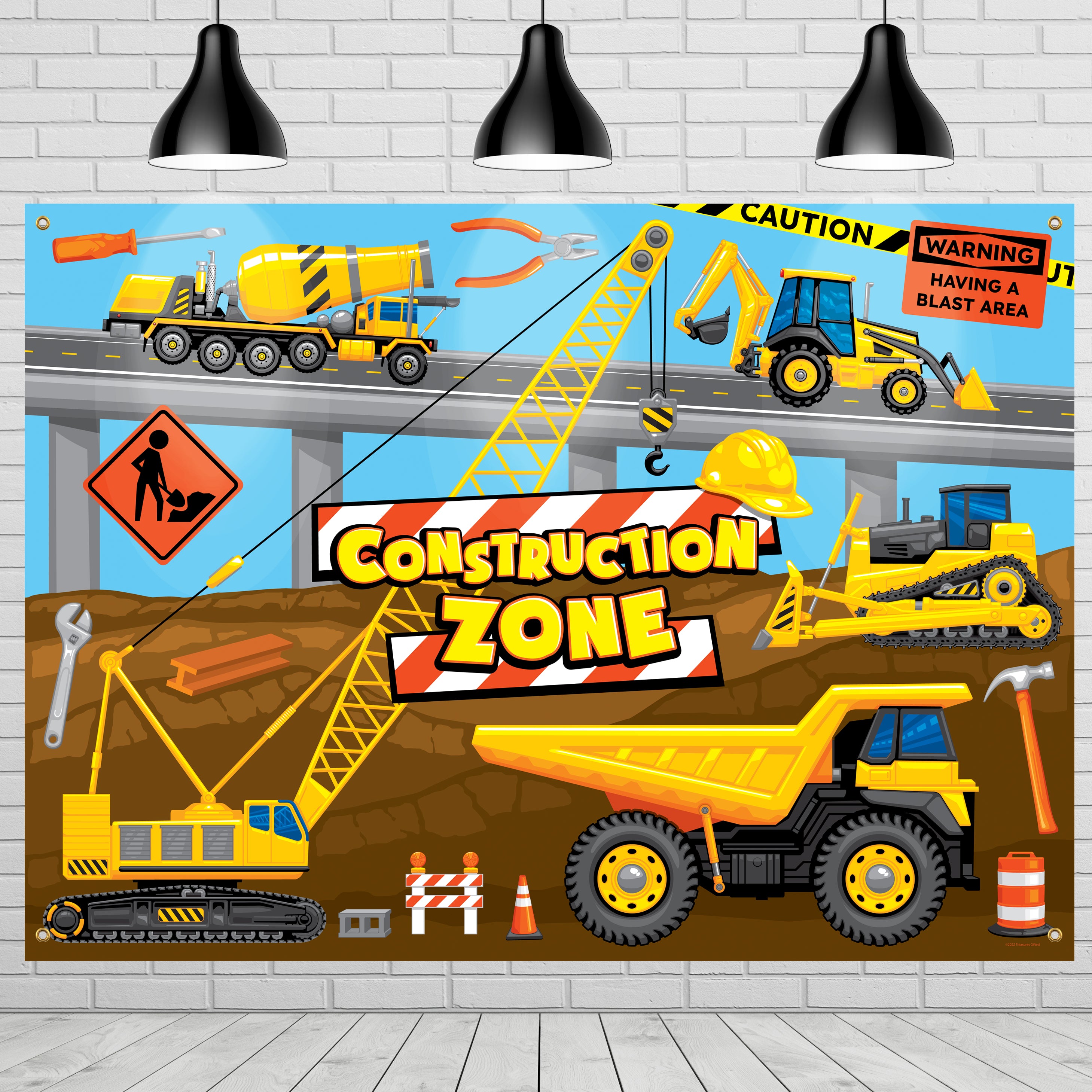 Construction Backdrop Banner - Construction Party Supplies