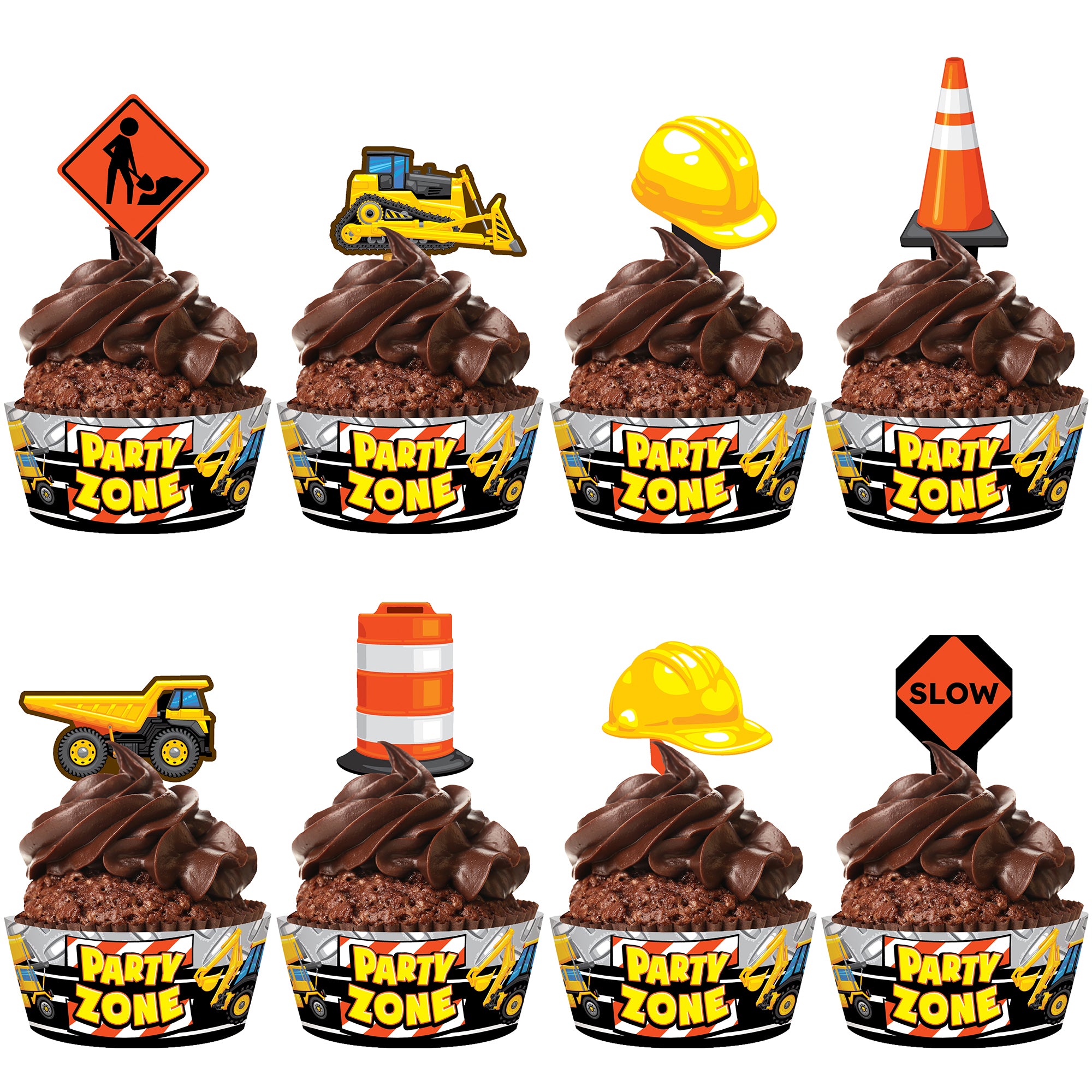 Construction Cupcake Toppers & Construction Cupcake Wrappers
