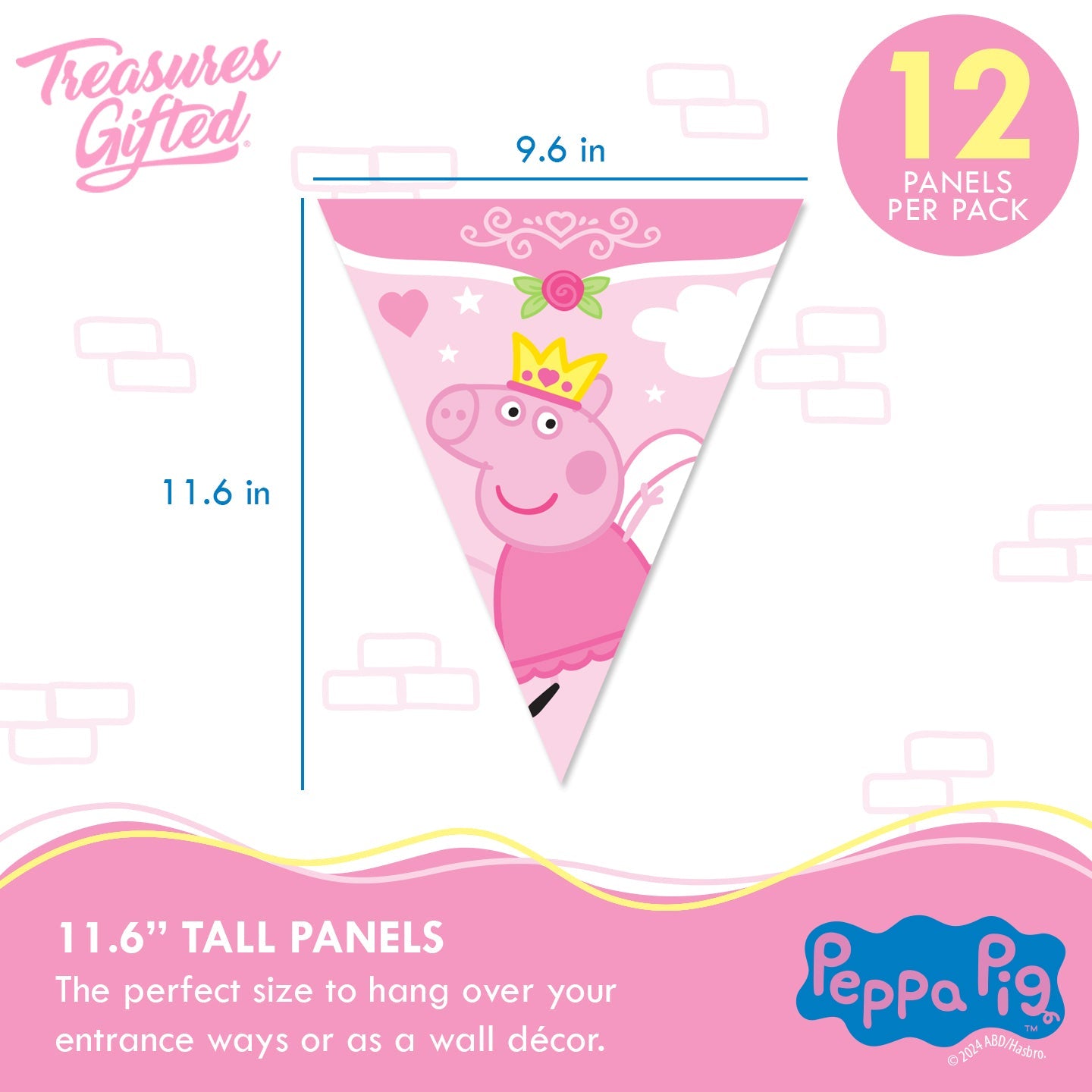 Princess Peppa Pig Banner Pennant - Princess Peppa Pig Party Supplies