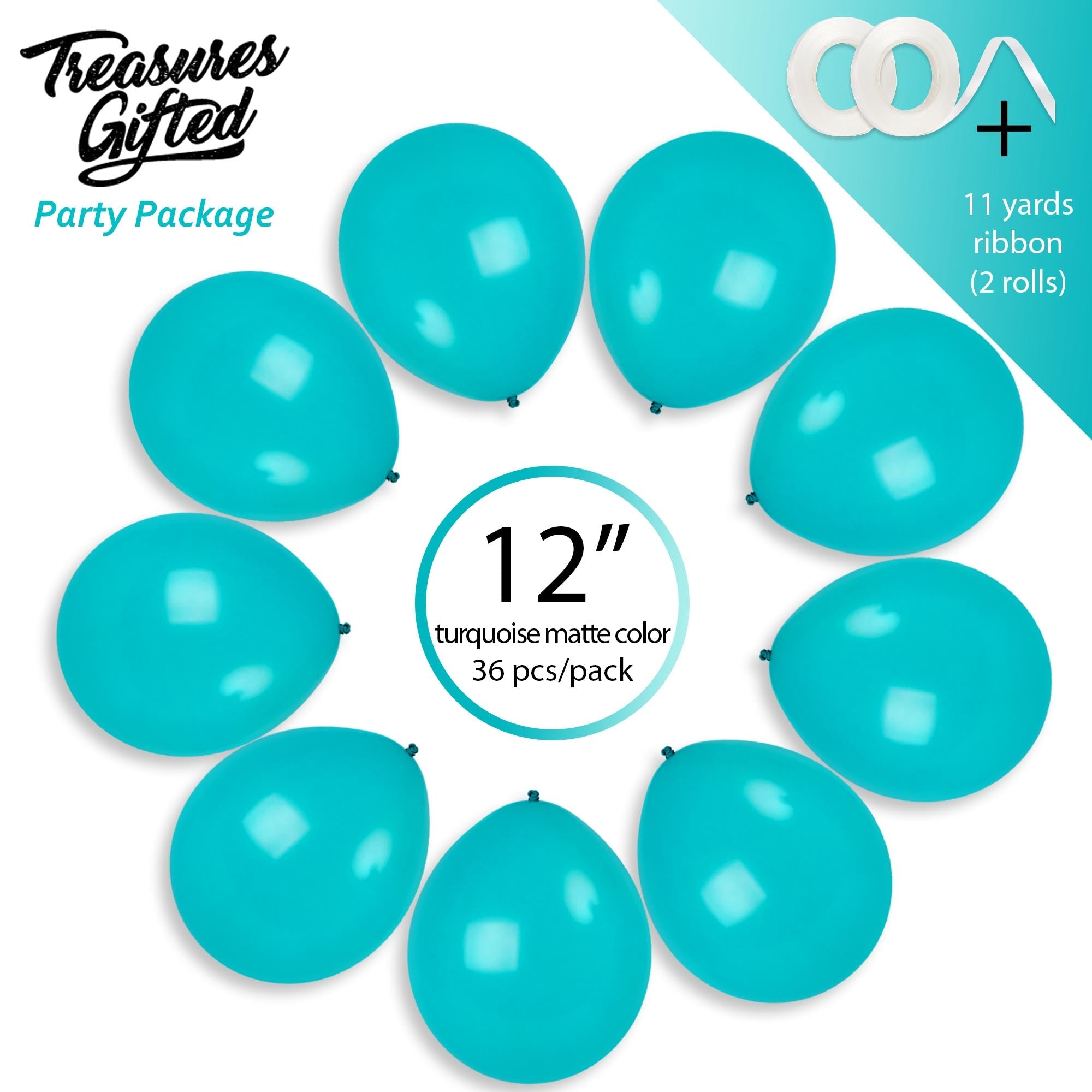 Turquoise Balloons - 12 Inch Latex Balloons