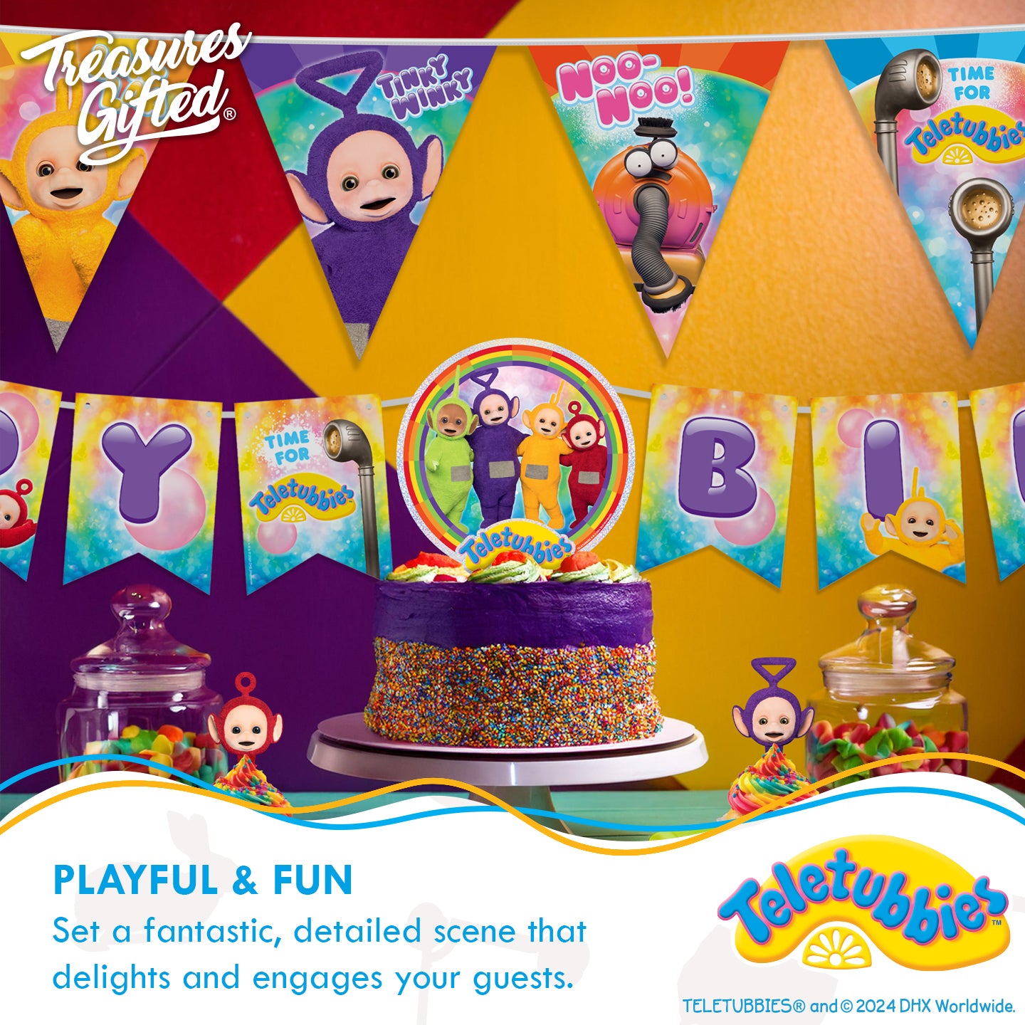Teletubbies Birthday Banner Pennant - Teletubbies Party Decorations