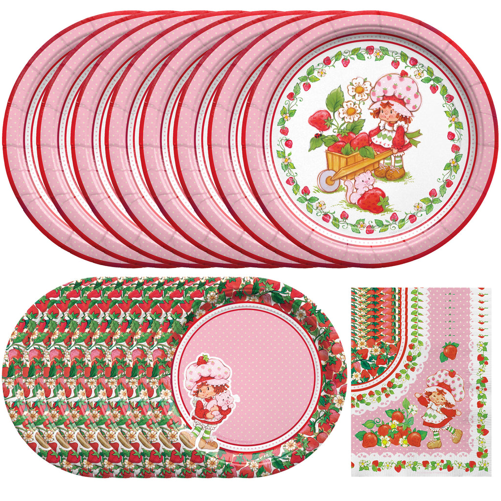 Strawberry Shortcake Birthday Supplies Tableware Starter Set for 16 Guests