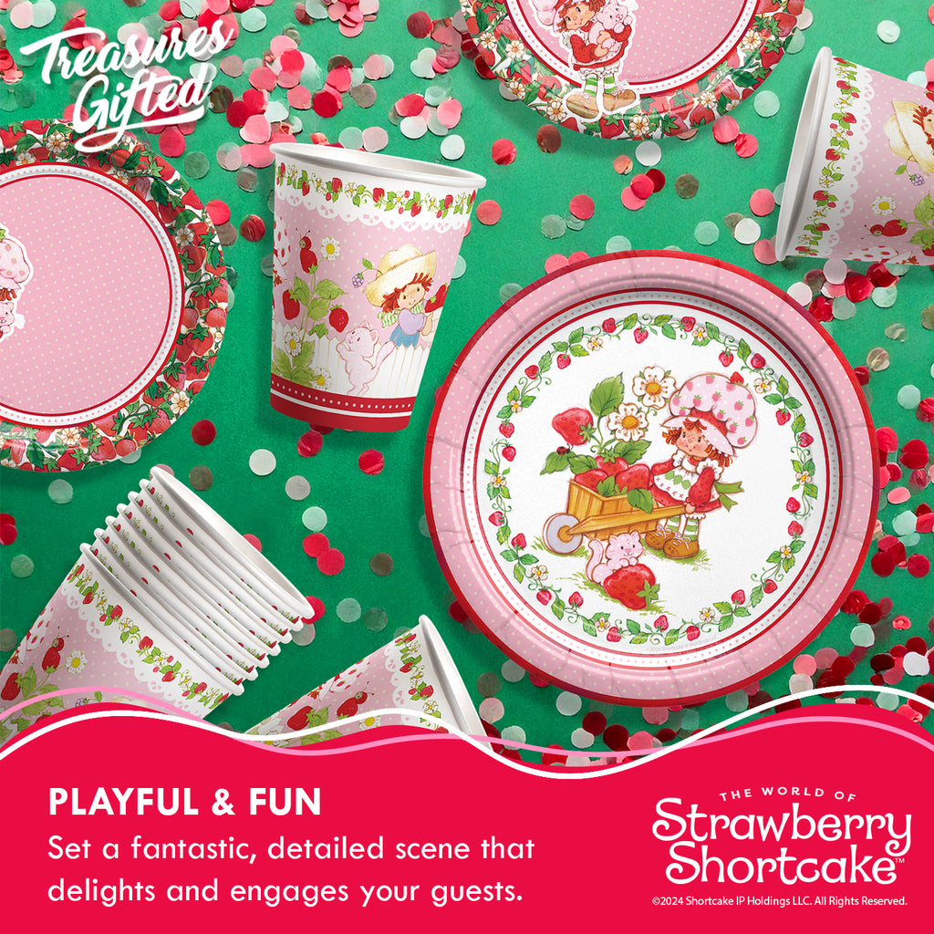 Strawberry Shortcake Birthday Supplies Tableware Starter Set for 16 Guests