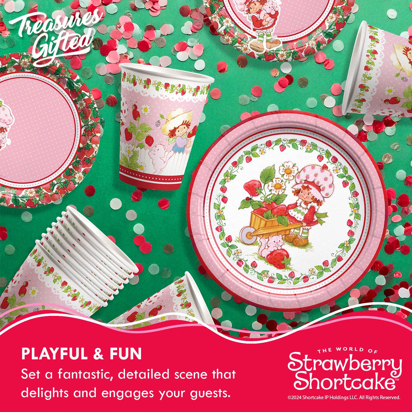Strawberry Shortcake Birthday Supplies Tableware Starter Set for 16 Guests