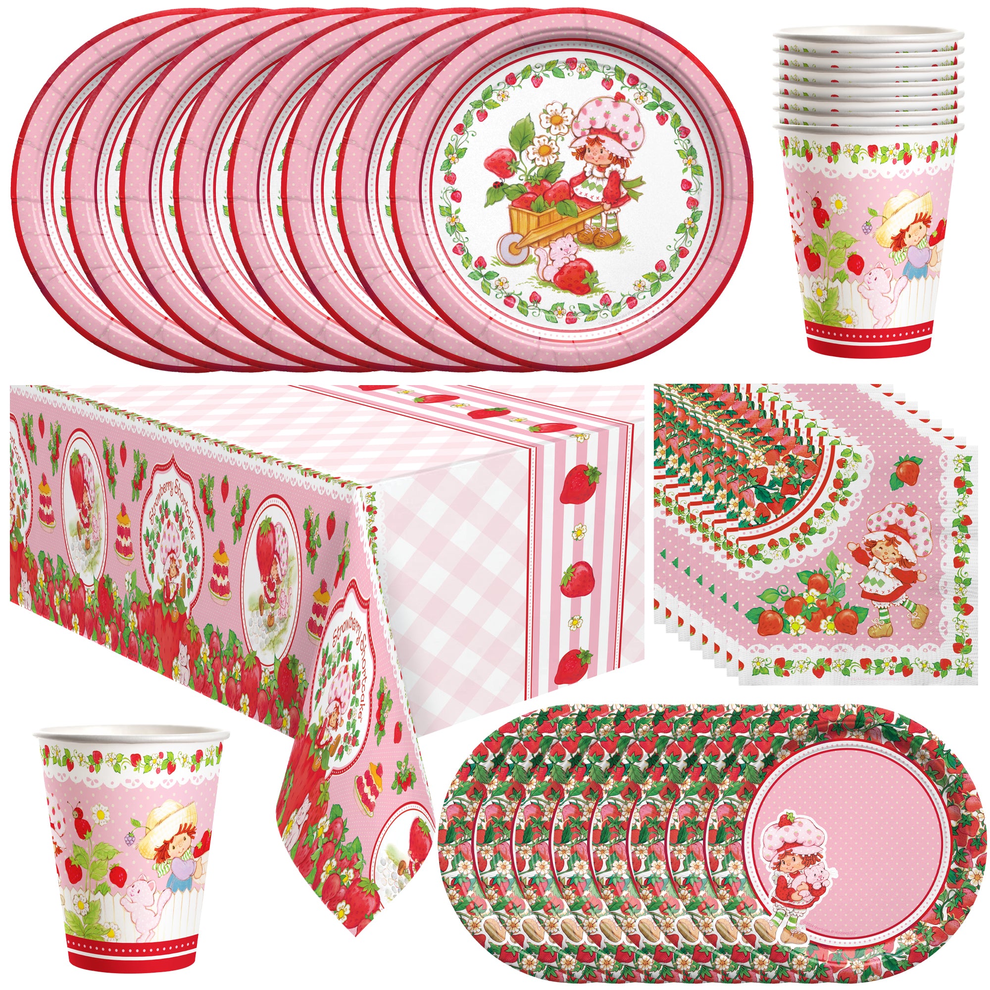 Strawberry Shortcake Birthday Supplies Tableware Deluxe Set for 16 Guests
