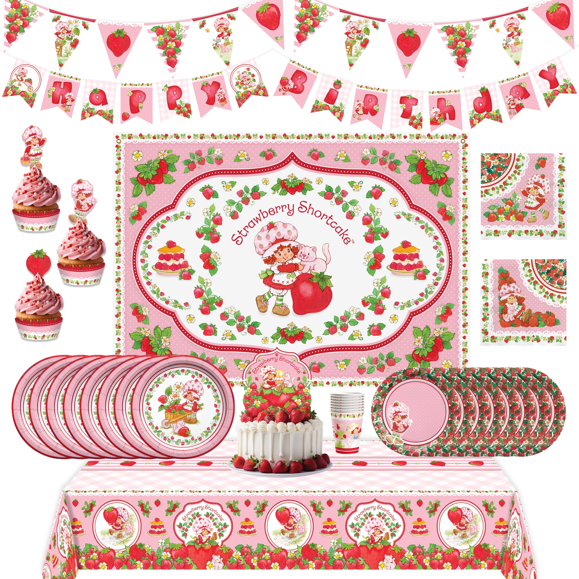 Strawberry Shortcake Birthday Supplies Ultimate Set for 16 Guests