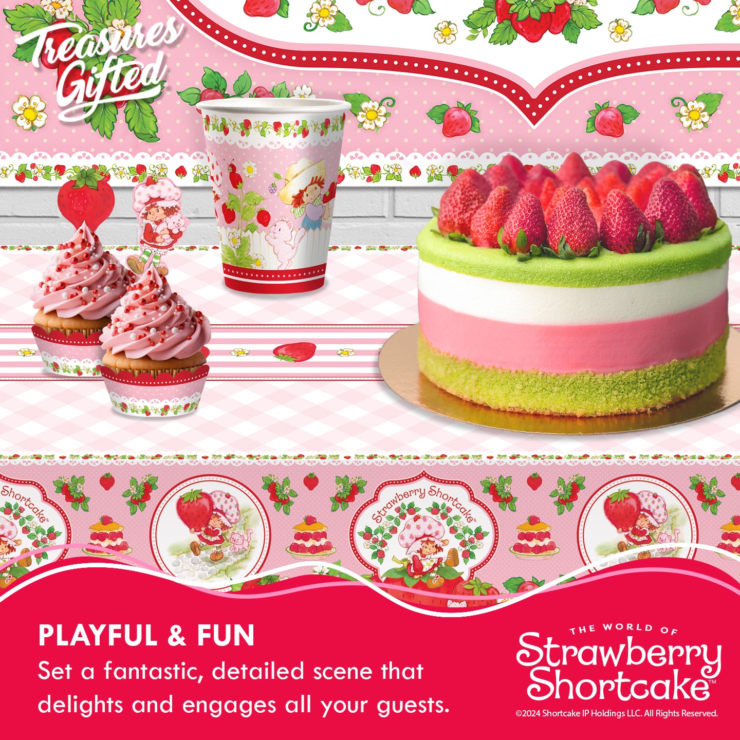 Strawberry Shortcake Backdrop - Strawberry Shortcake Birthday Supplies