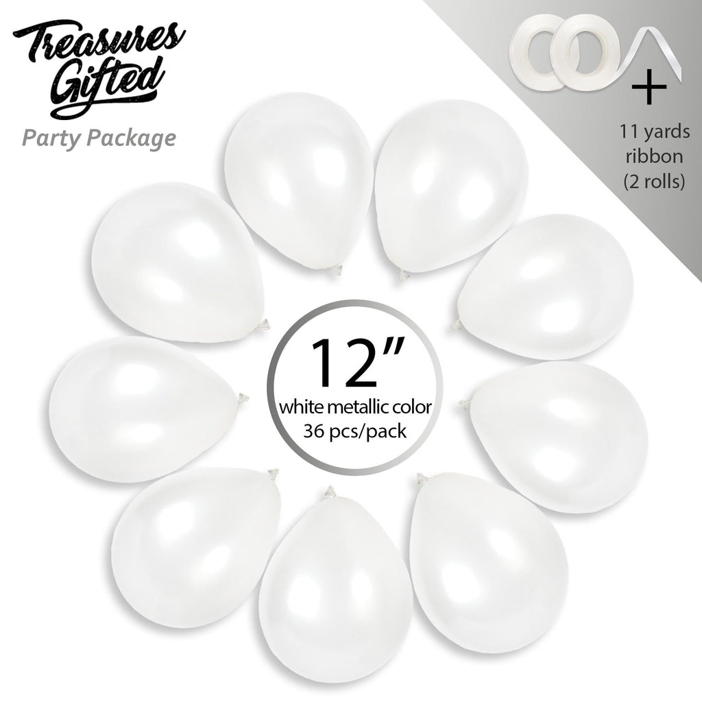 Pearlescent White Balloons - 12 Inch Latex Balloons