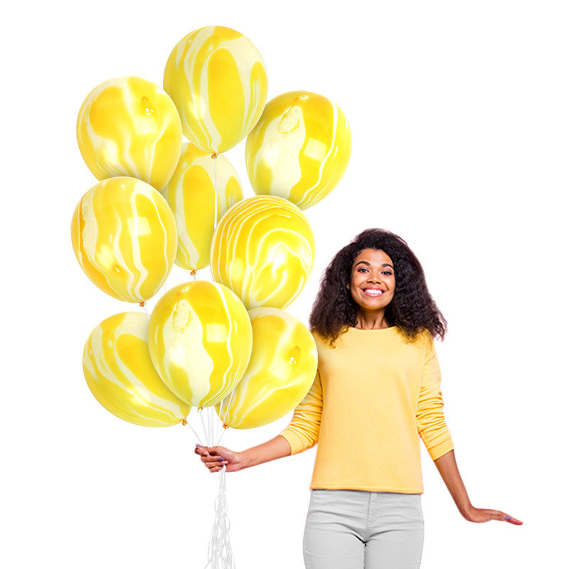 Yellow Marble Balloons - 12 Inch Latex Balloons