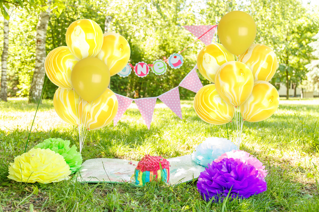 Yellow Marble Balloons - 12 Inch Latex Balloons