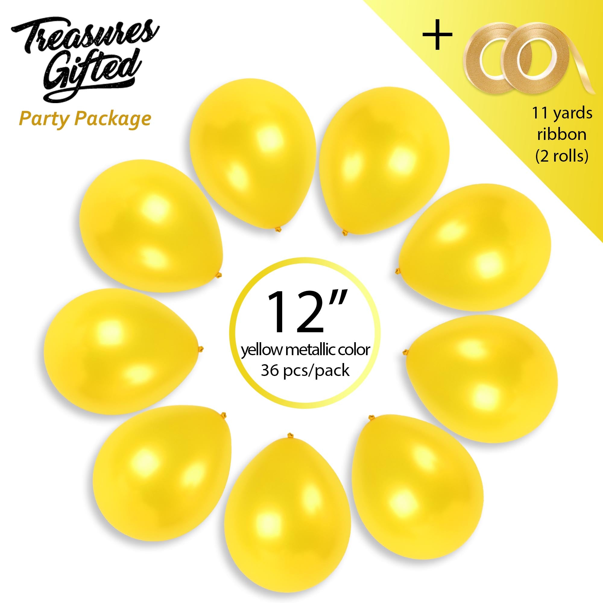 Pearlescent Yellow Balloons - 12 Inch Latex Balloons