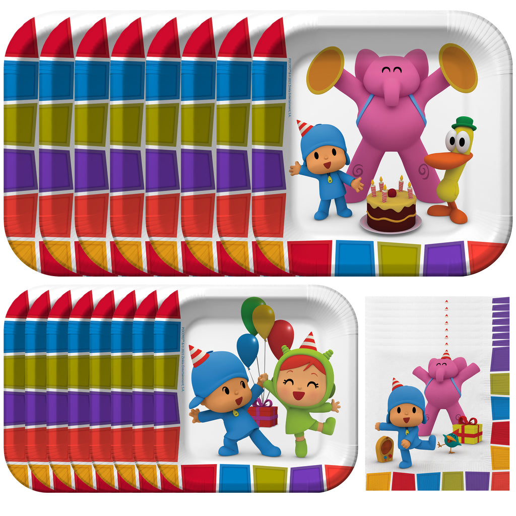 Pocoyo Birthday Party Supplies Tableware Starter Set for 16 Guests