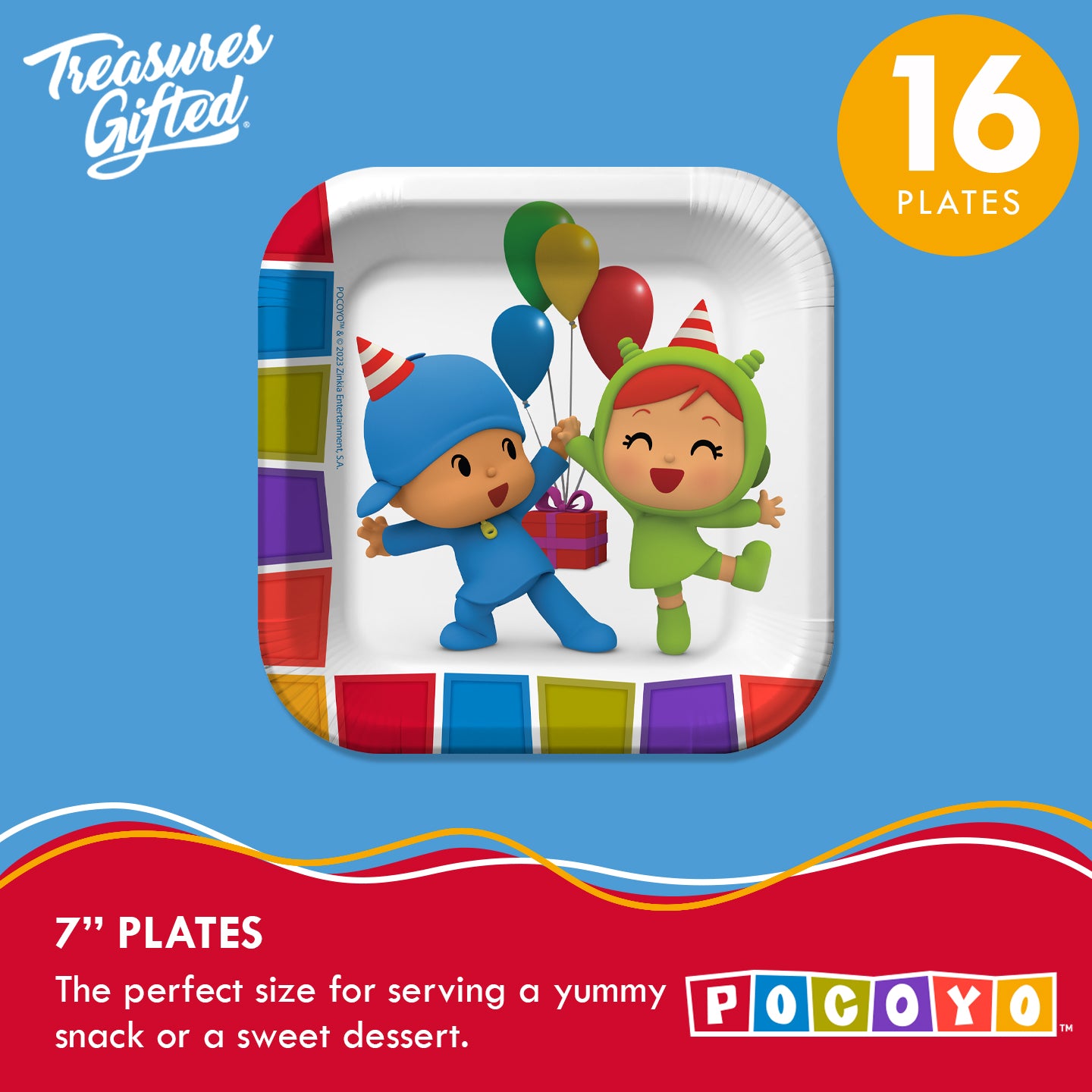 Pocoyo Birthday Party Supplies Tableware Starter Set for 16 Guests