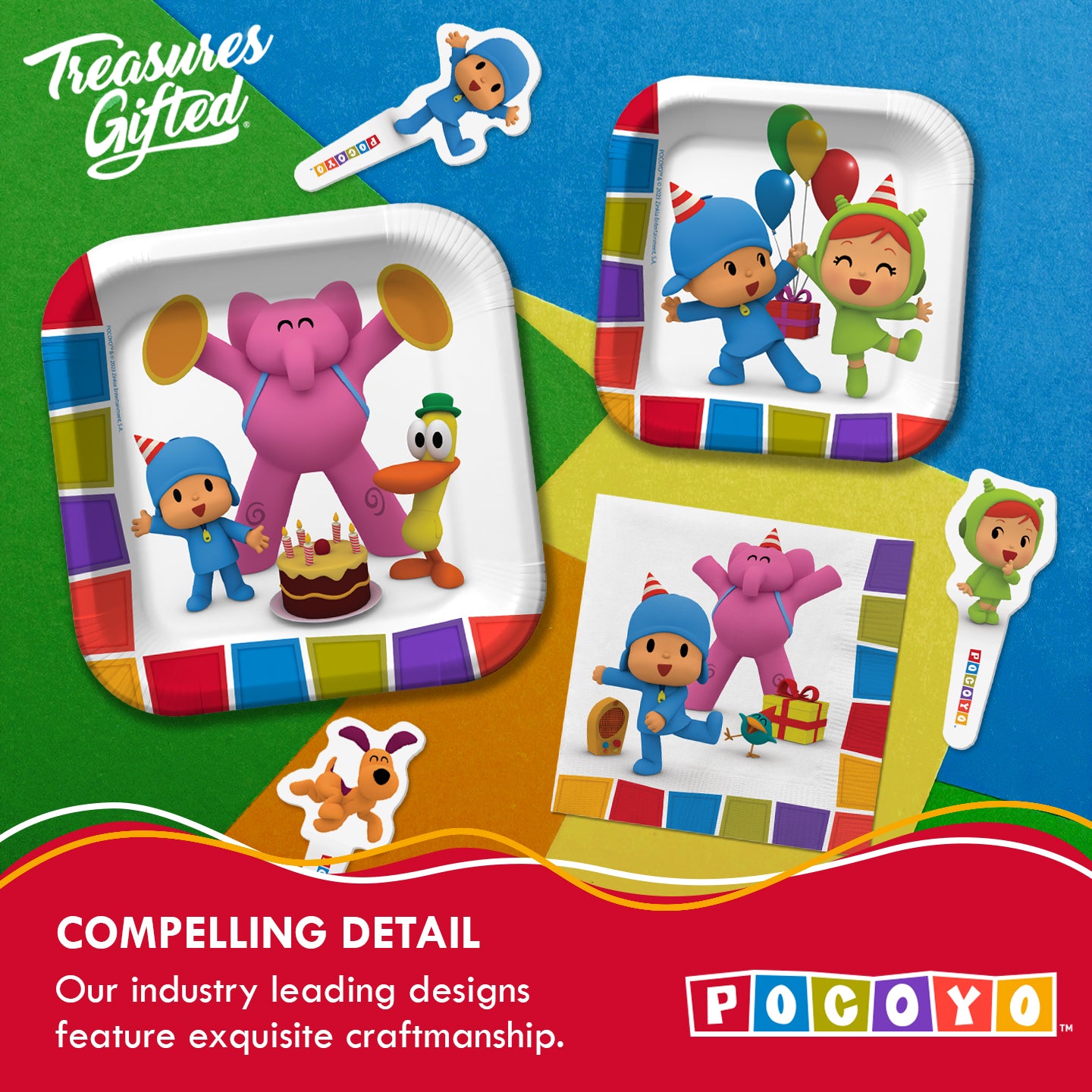 Pocoyo Birthday Party Supplies Tableware Starter Set for 16 Guests
