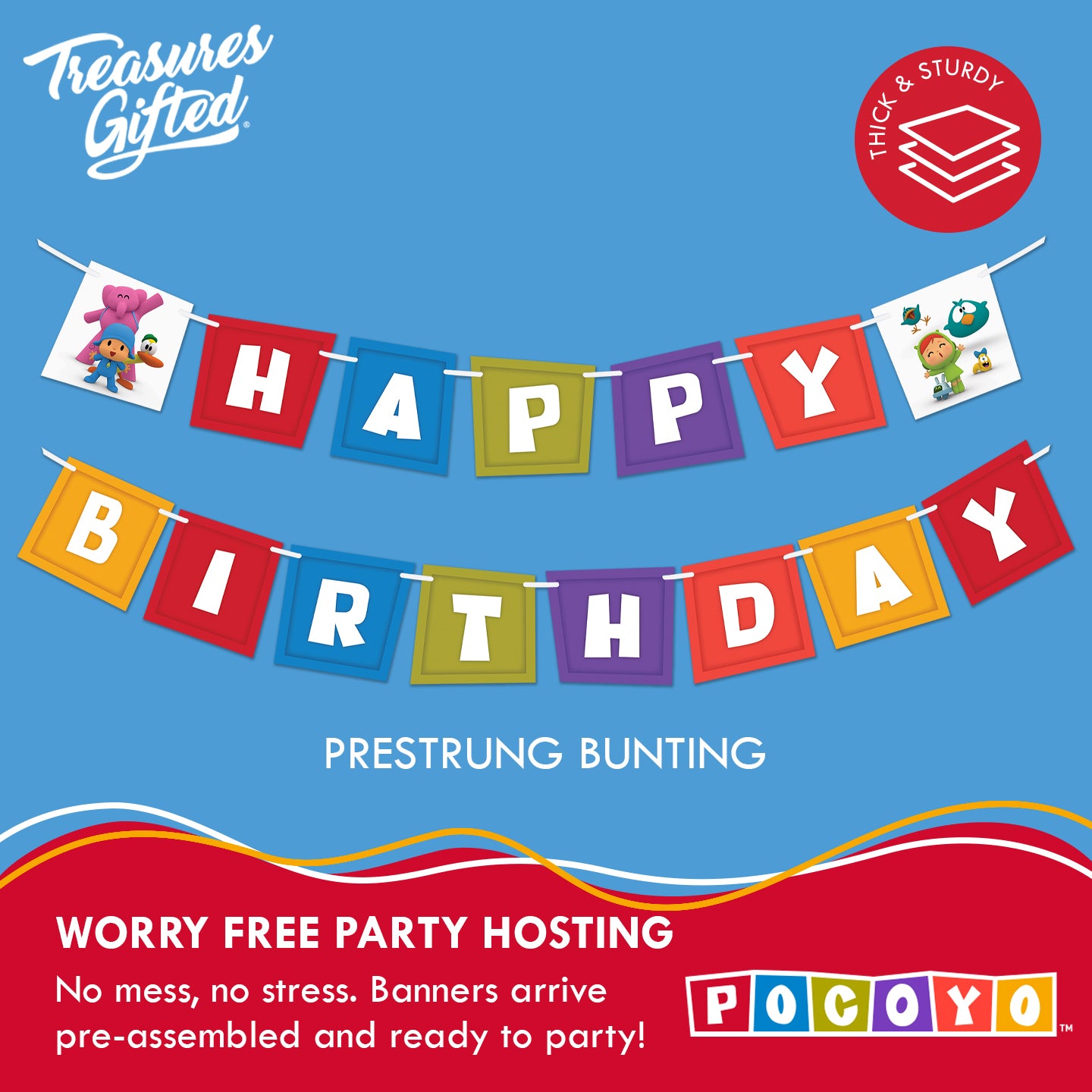 Pocoyo Banner & Pennants Kit - Pocoyo Party Supplies