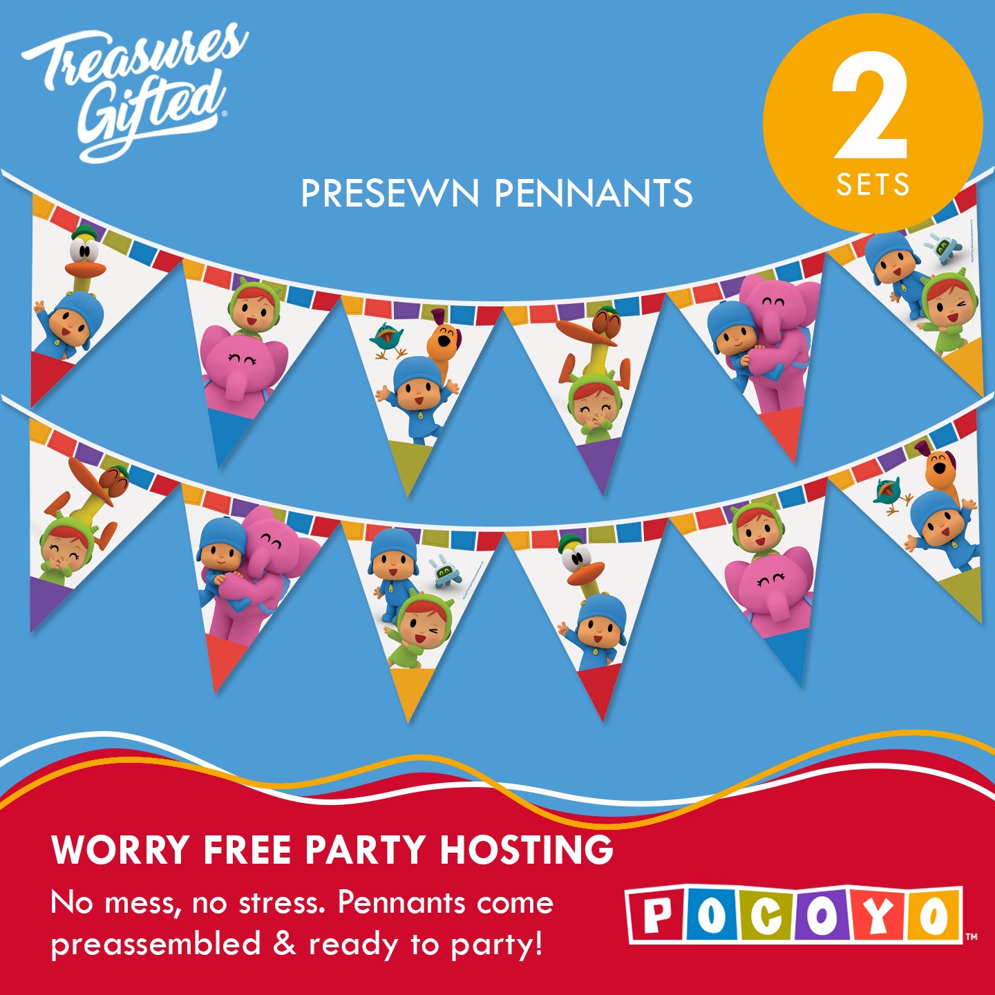 Pocoyo Banner & Pennants Kit - Pocoyo Party Supplies