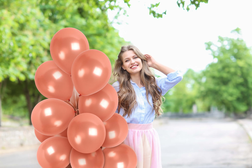 Pearlescent Rose Gold Balloons - 12 Inch Latex Balloons