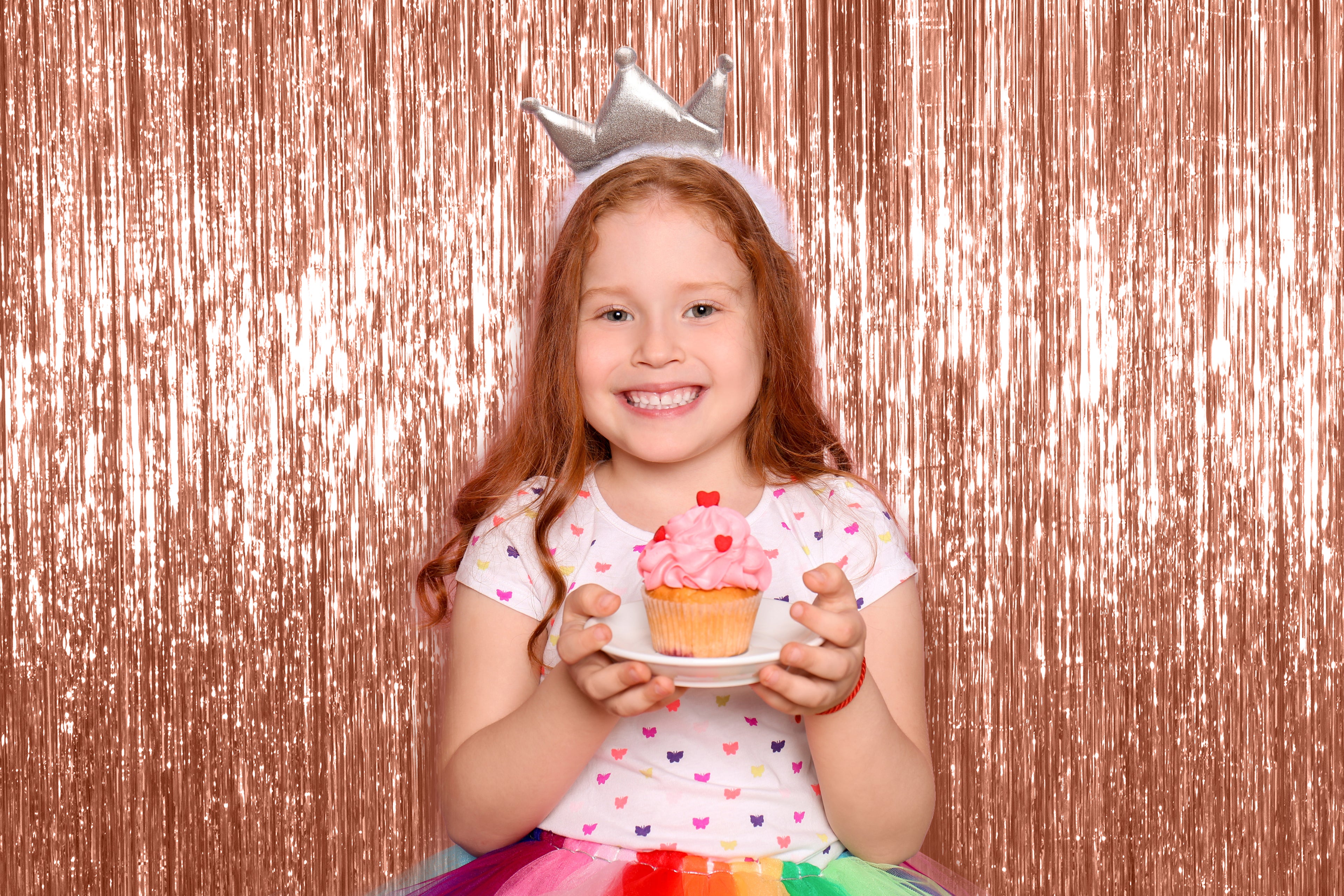 Rose Gold Foil Fringe Curtain - 3ft x 8ft Tinsel Curtain