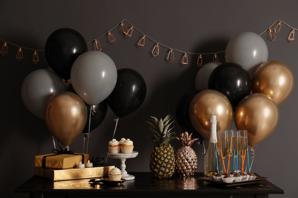 Pearlescent Solid Black Balloons - 12 Inch Latex Balloons