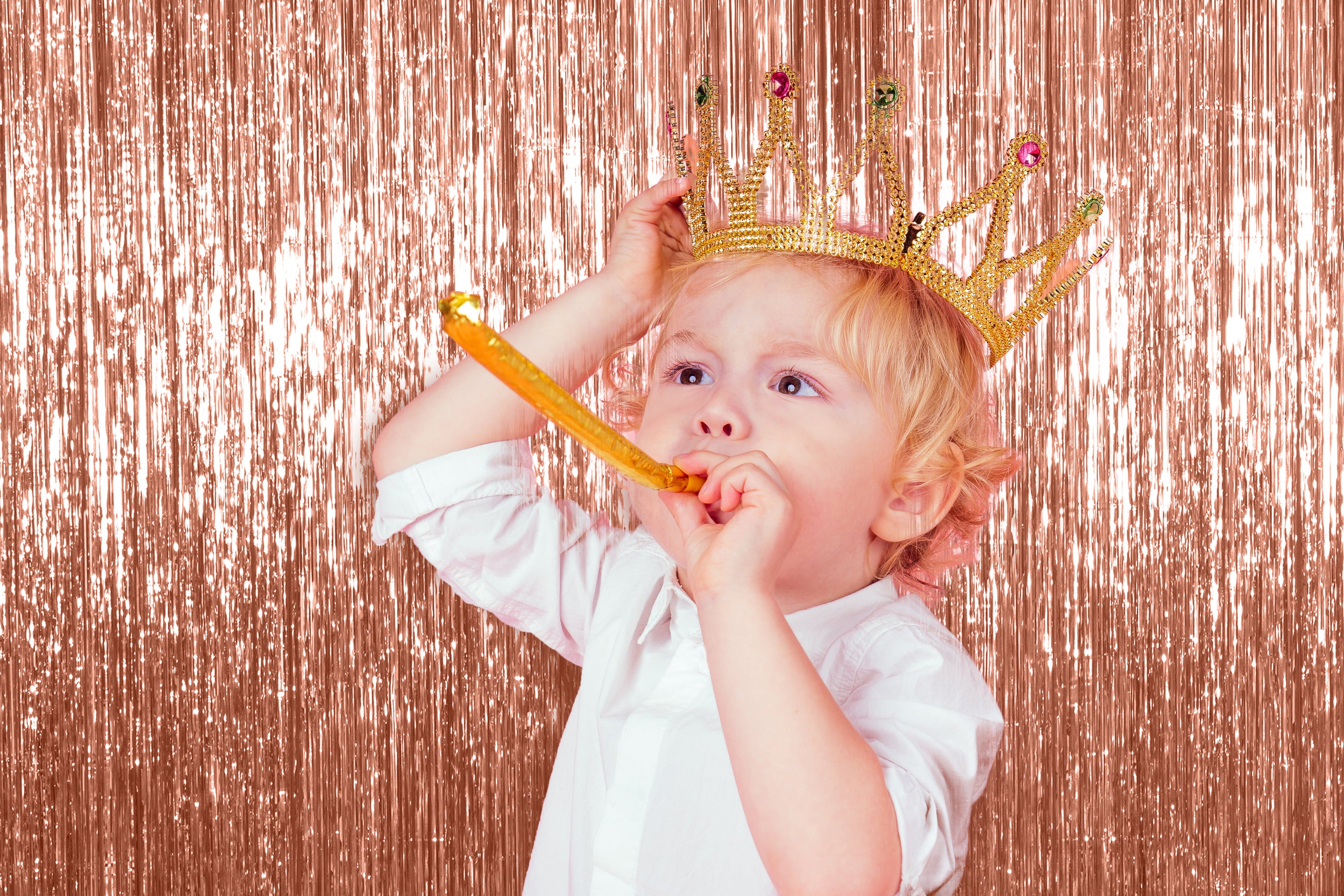 Rose Gold Foil Fringe Curtain - 3ft x 8ft Tinsel Curtain
