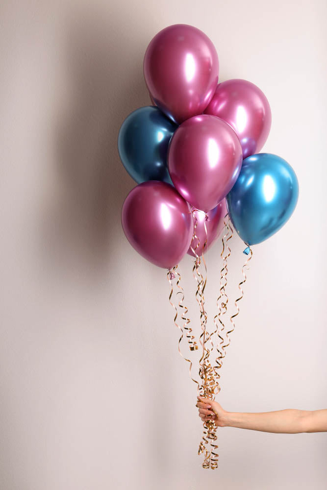 Blue Chrome Balloons - 12 Inch Latex Balloons