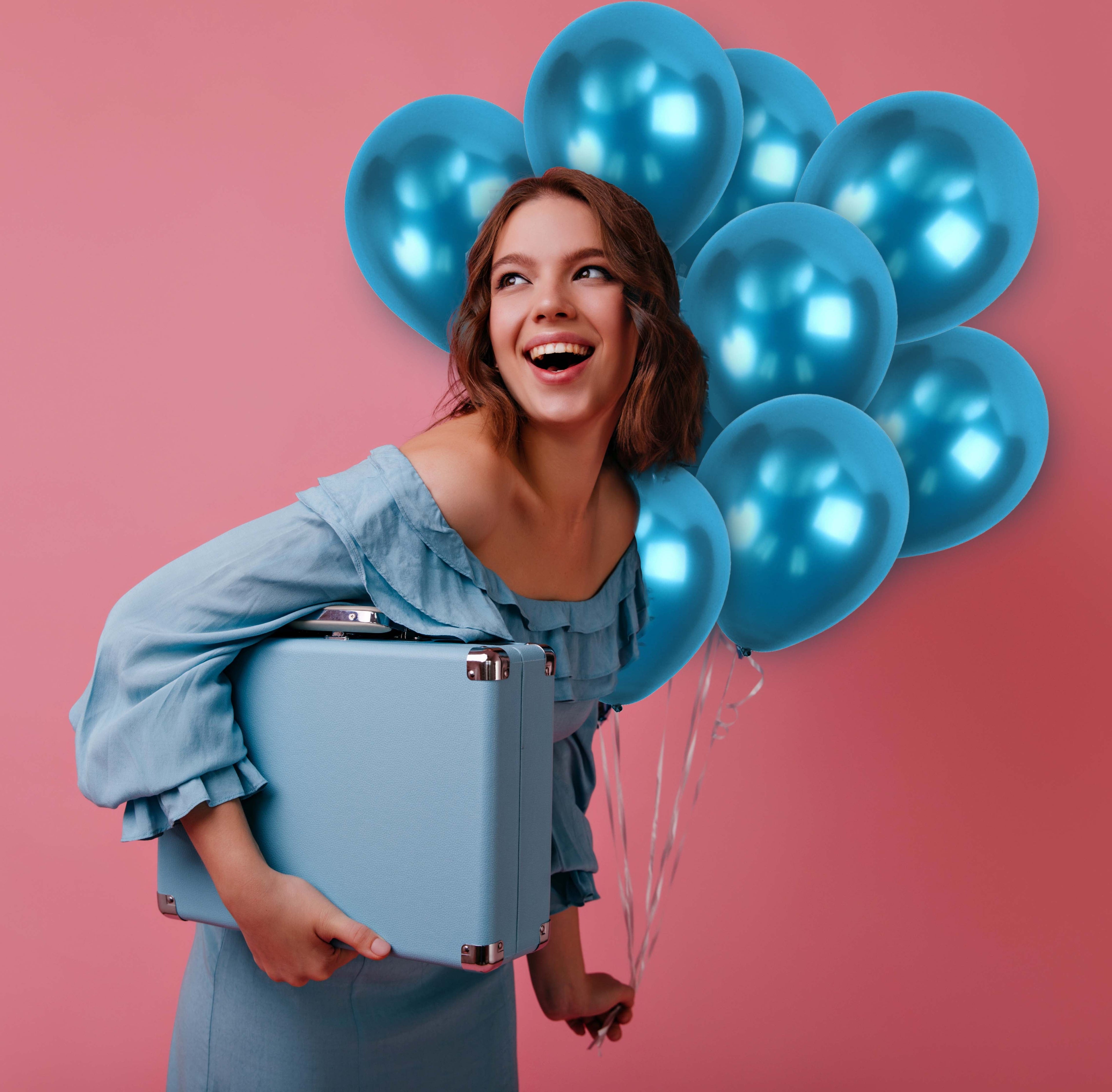 Blue Chrome Balloons - 12 Inch Latex Balloons