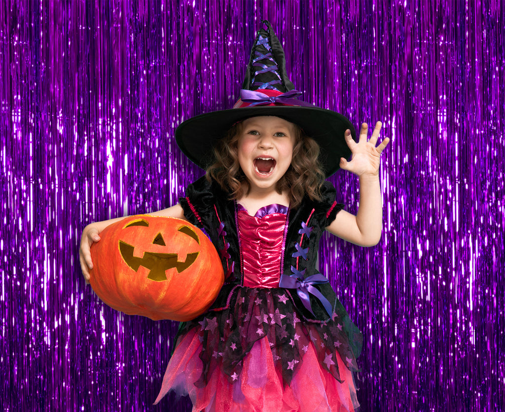 Purple Foil Fringe Curtain - 3ft x 8ft Tinsel Curtain