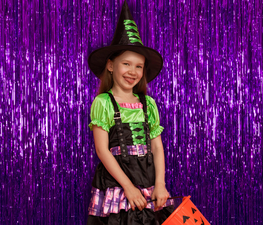 Purple Foil Fringe Curtain - 3ft x 8ft Tinsel Curtain