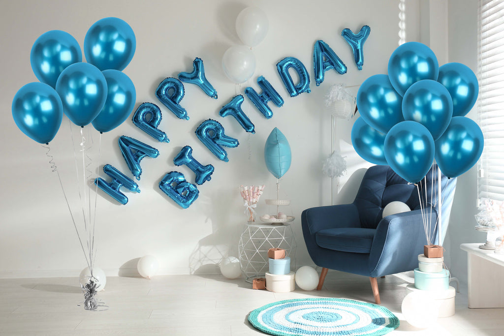 Blue Chrome Balloons - 12 Inch Latex Balloons