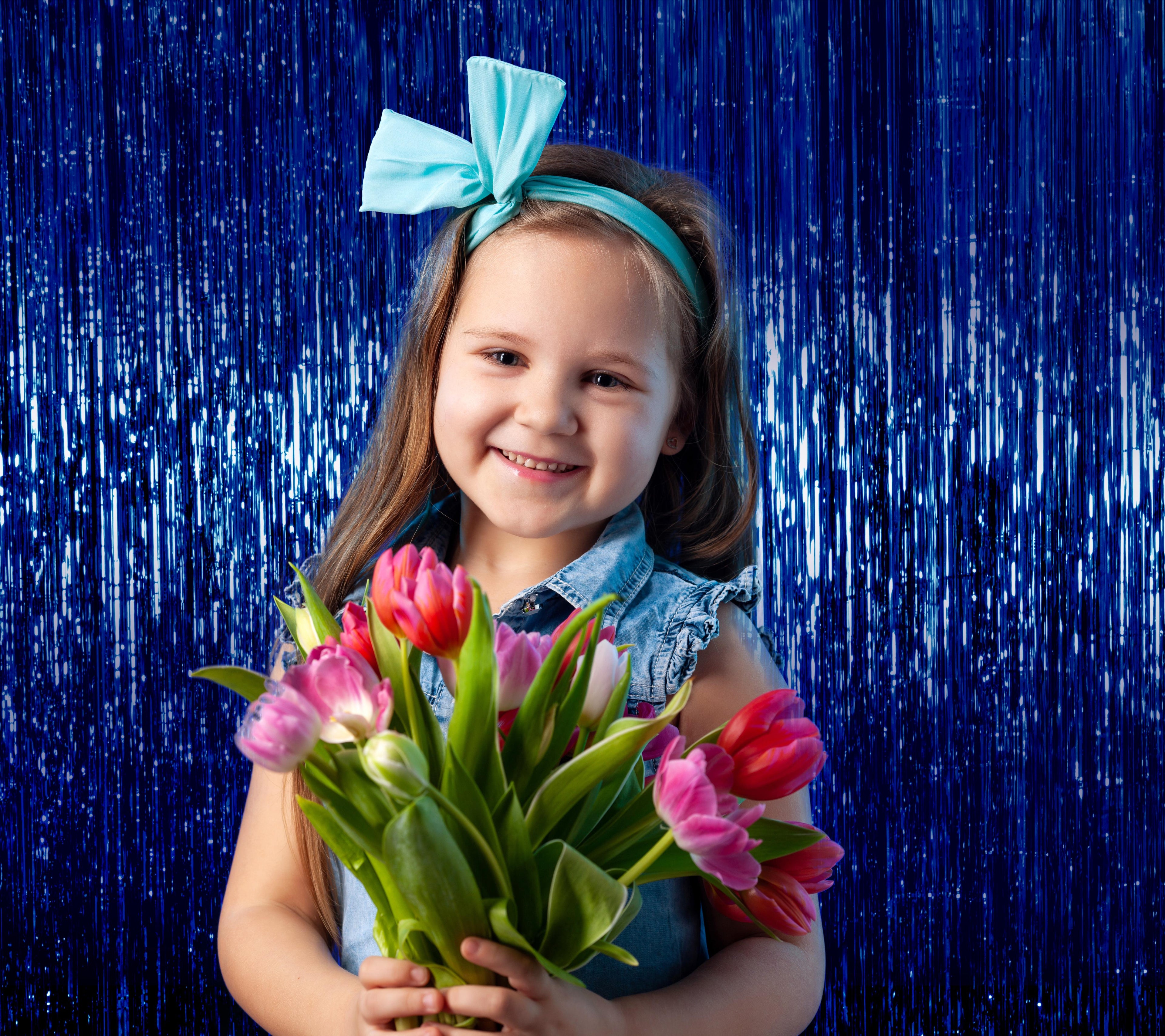 Royal Blue Foil Fringe Curtain - 3ft x 8ft Tinsel Curtain