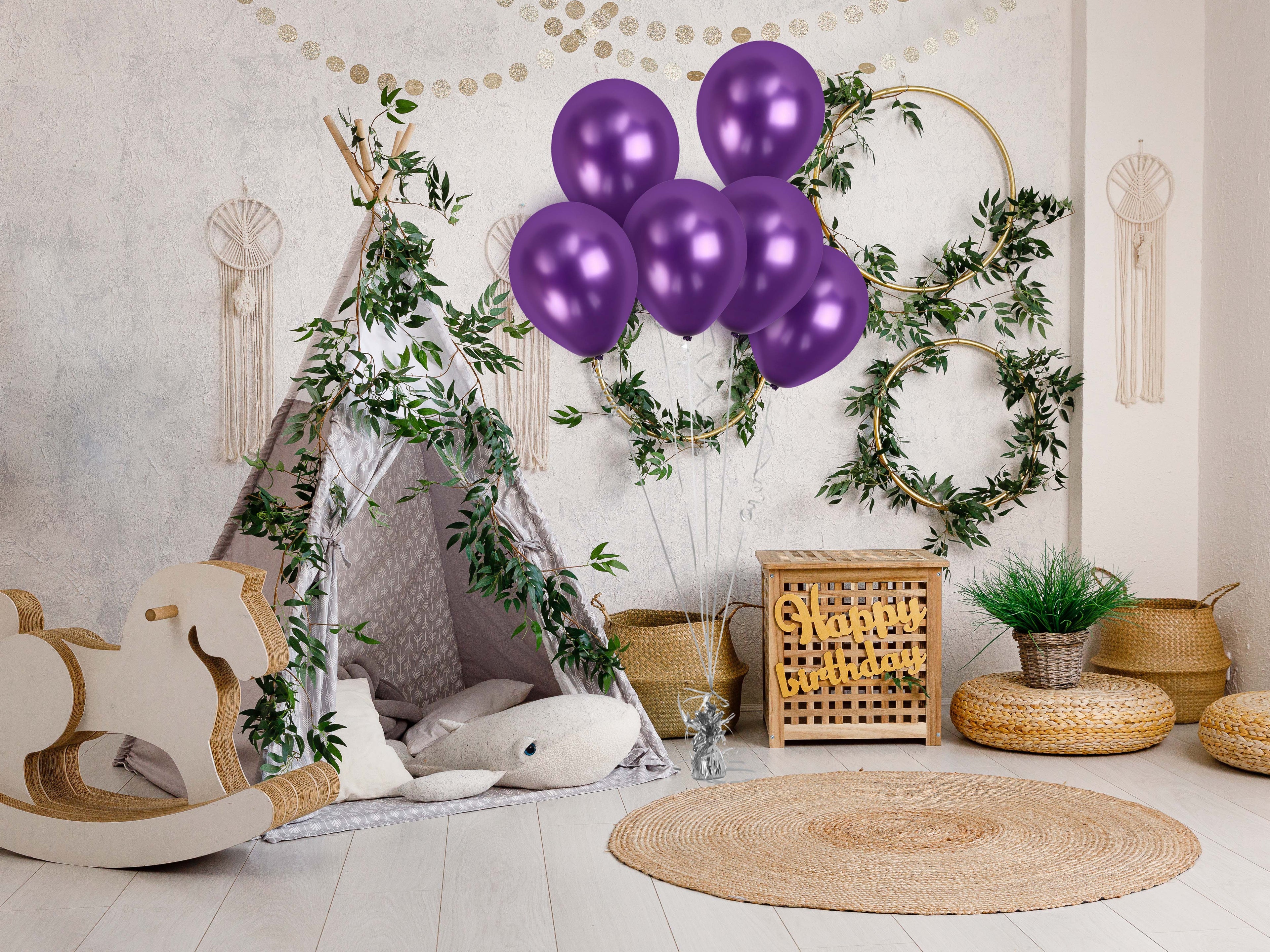 Purple Chrome Balloons - 12 Inch Latex Balloons