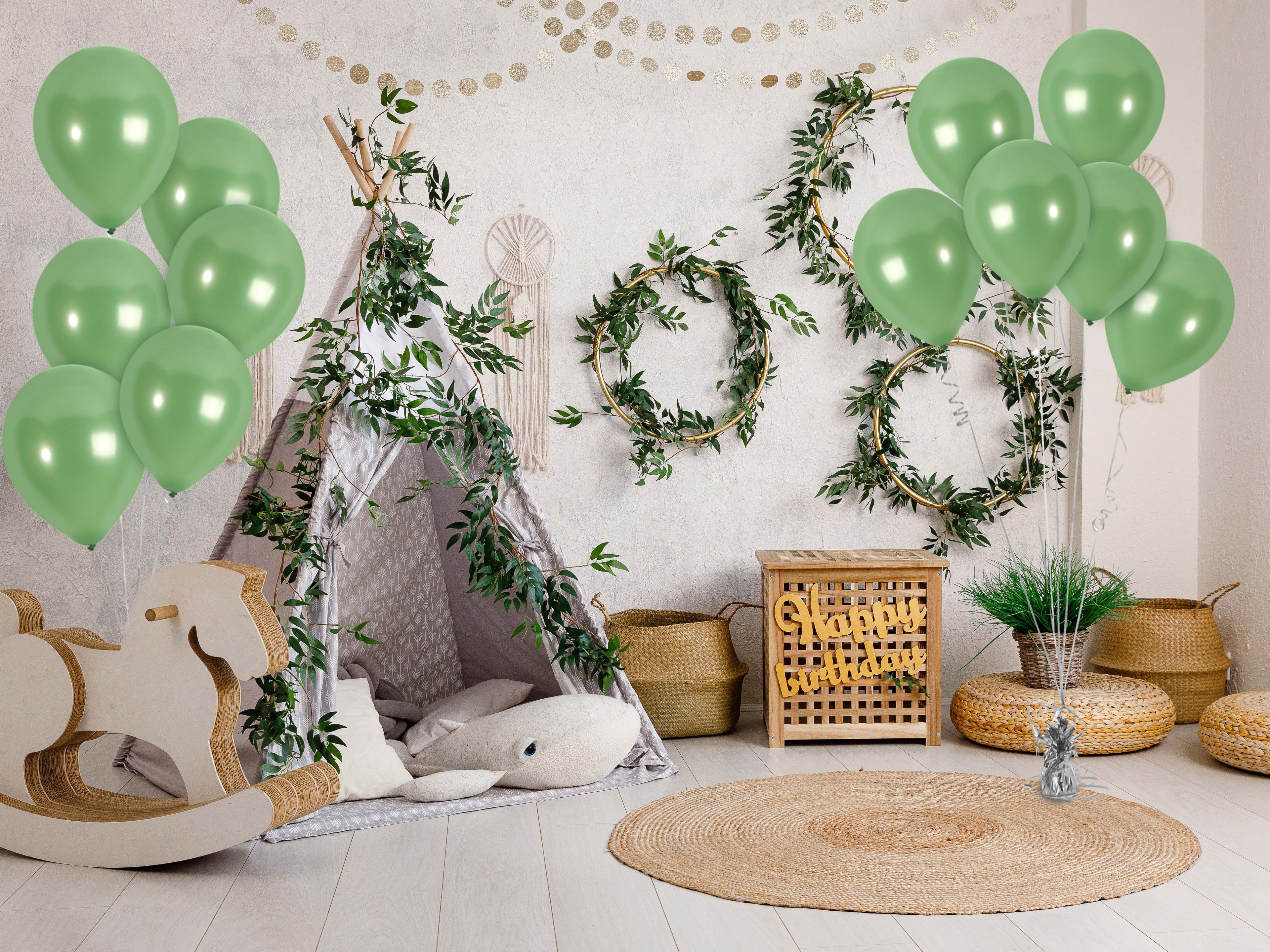 Pearlescent Sage Green Balloons - 12 Inch Latex Balloons